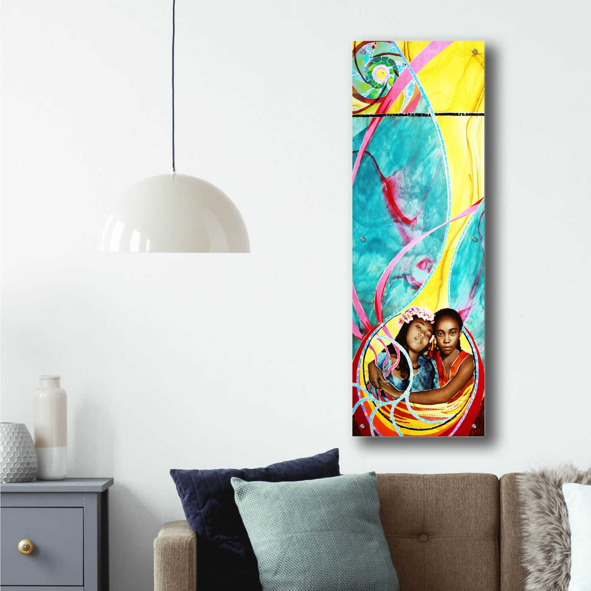 Epic Art 'Love And Faith' by Rita Shimelfarb, Acrylic Glass Wall Art,16x48