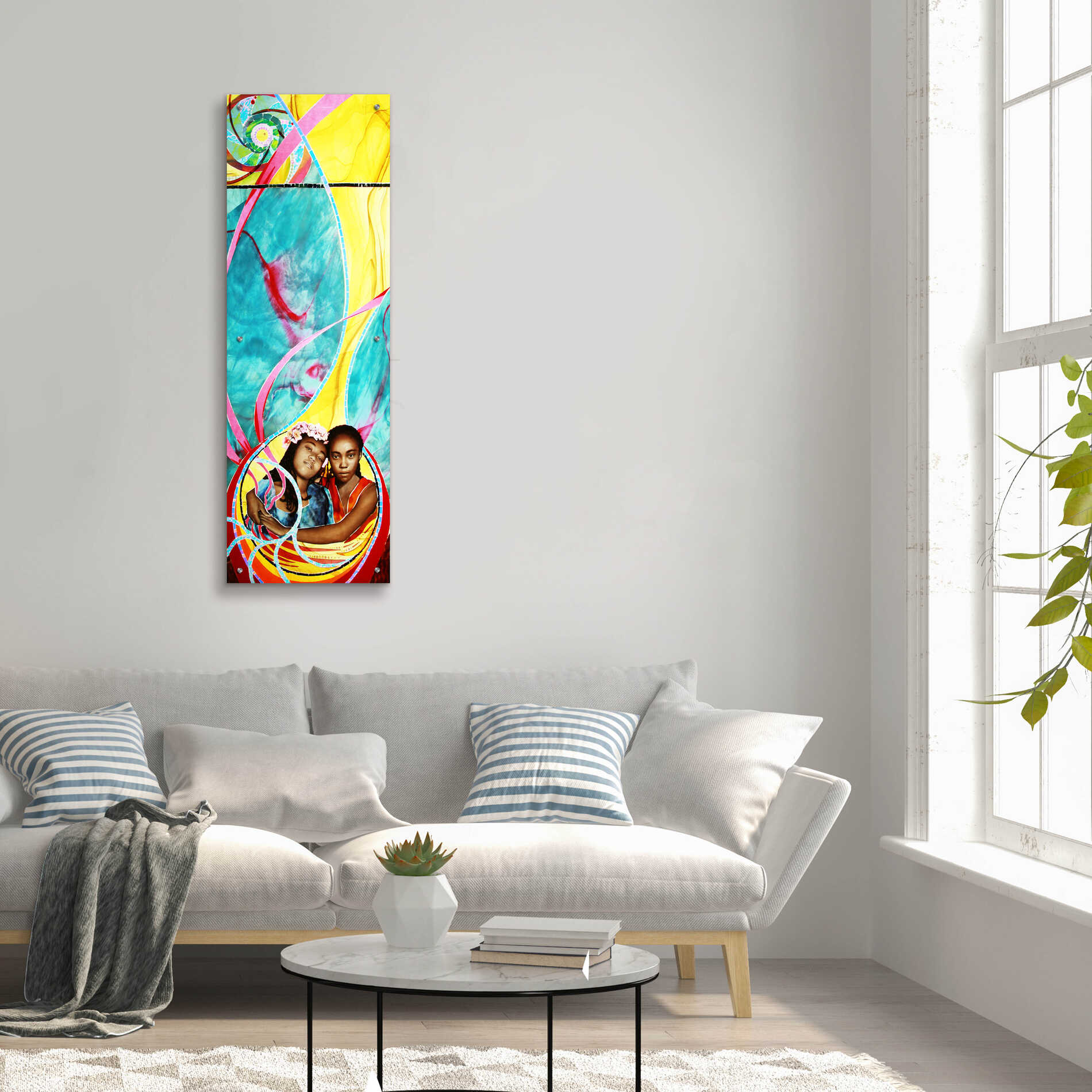 Epic Art 'Love And Faith' by Rita Shimelfarb, Acrylic Glass Wall Art,16x48