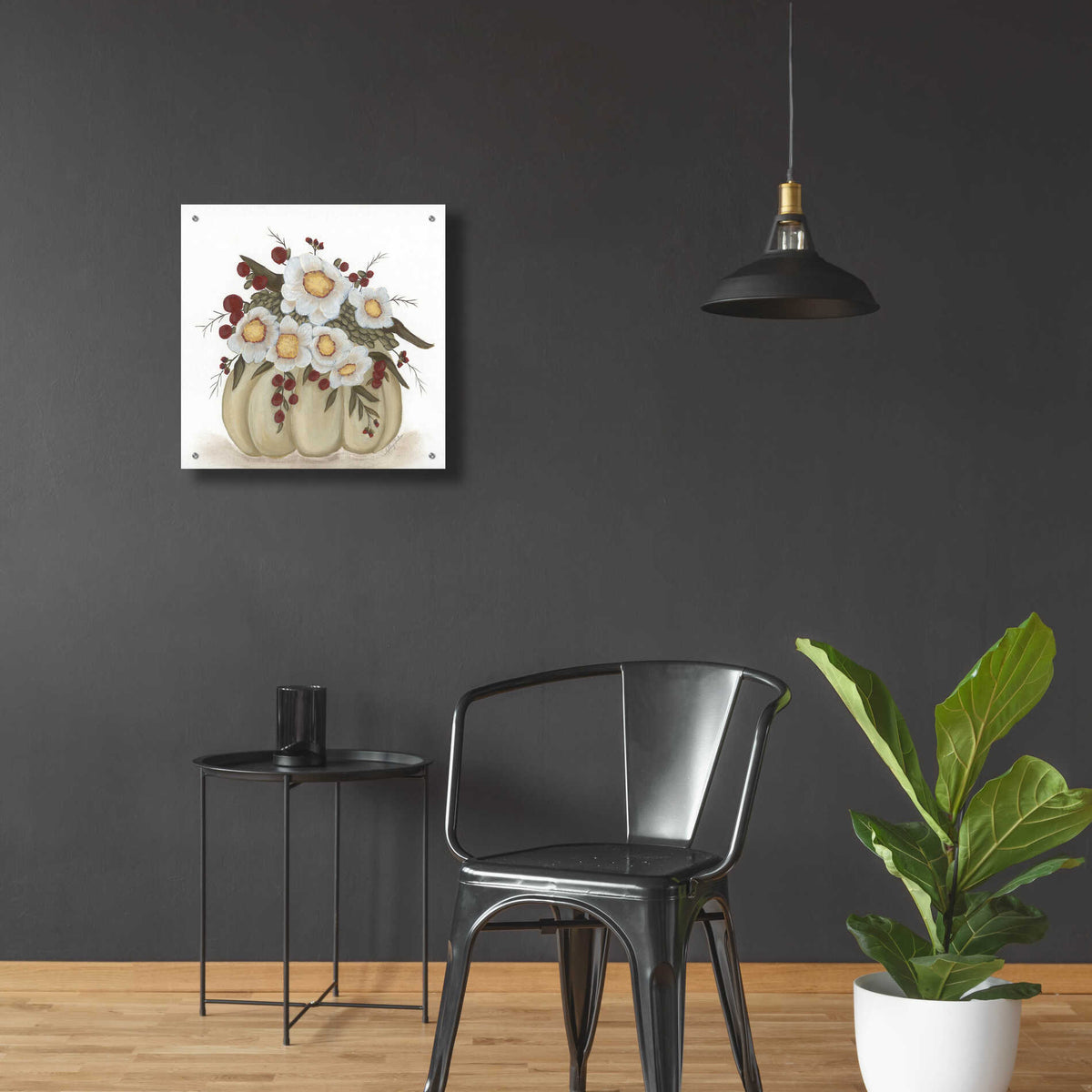Epic Art 'Floral Pumpkin' by Ashley Justice, Acrylic Glass Wall Art,24x24