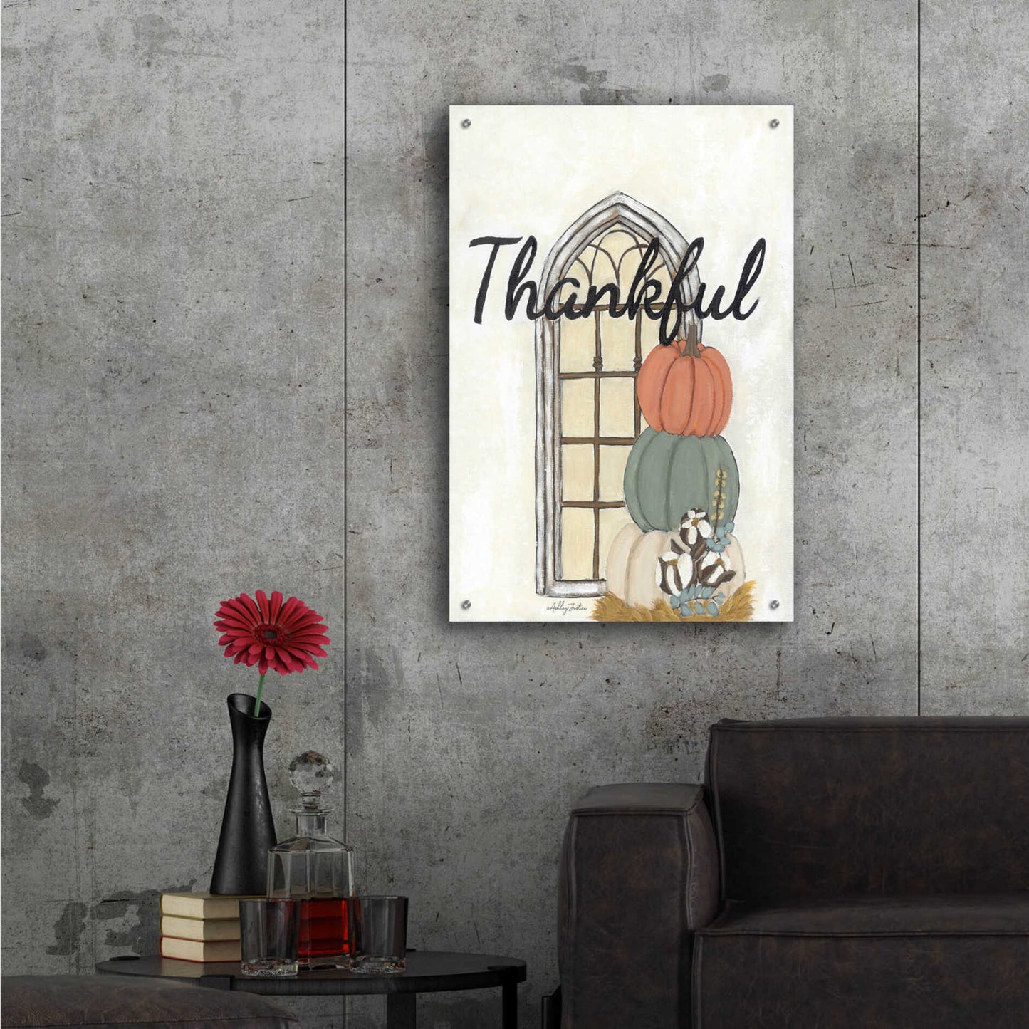 Epic Art 'Fall Thankful' by Ashley Justice, Acrylic Glass Wall Art,24x36