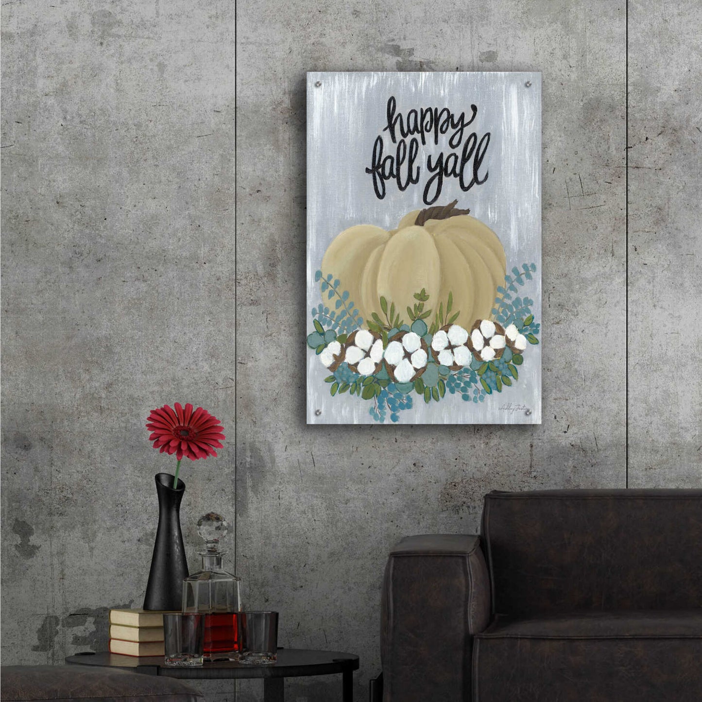 Epic Art 'Happy Fall Y'All' by Ashley Justice, Acrylic Glass Wall Art,24x36