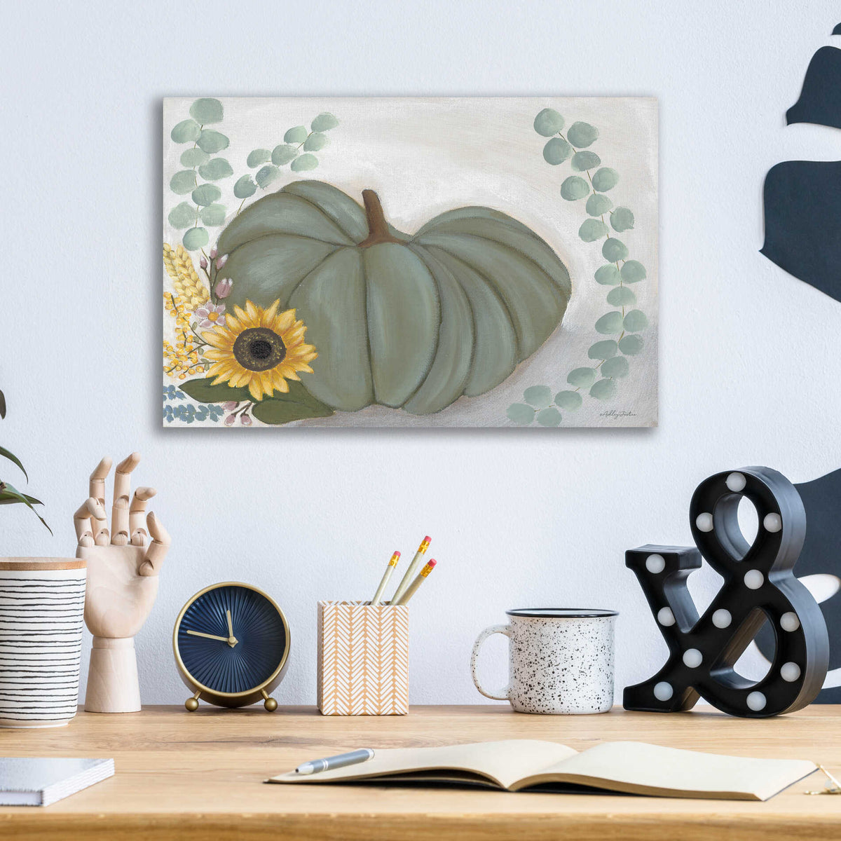 Epic Art 'Green Pumpkin' by Ashley Justice, Acrylic Glass Wall Art,16x12