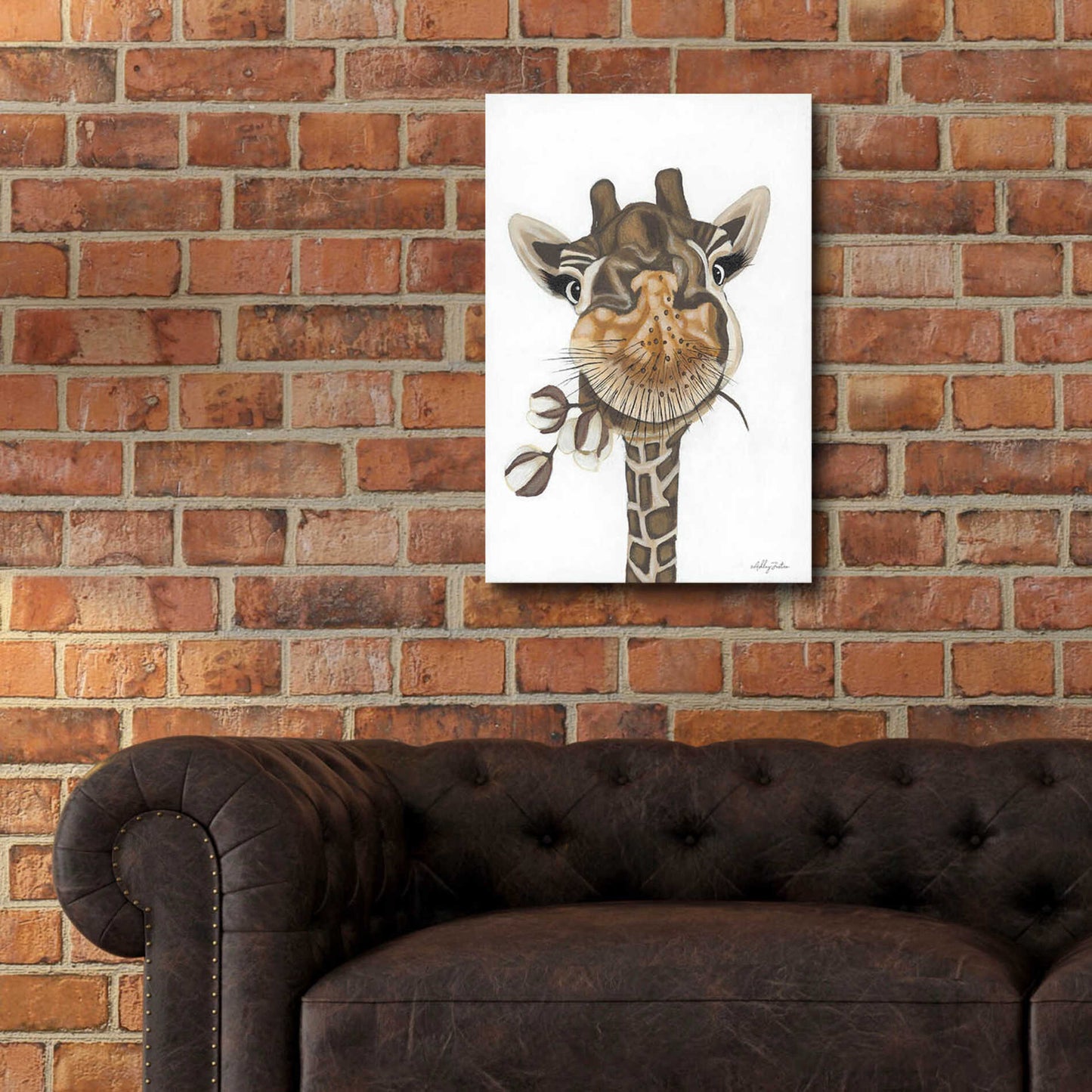 Epic Art 'Giraffe with Cotton' by Ashley Justice, Acrylic Glass Wall Art,16x24