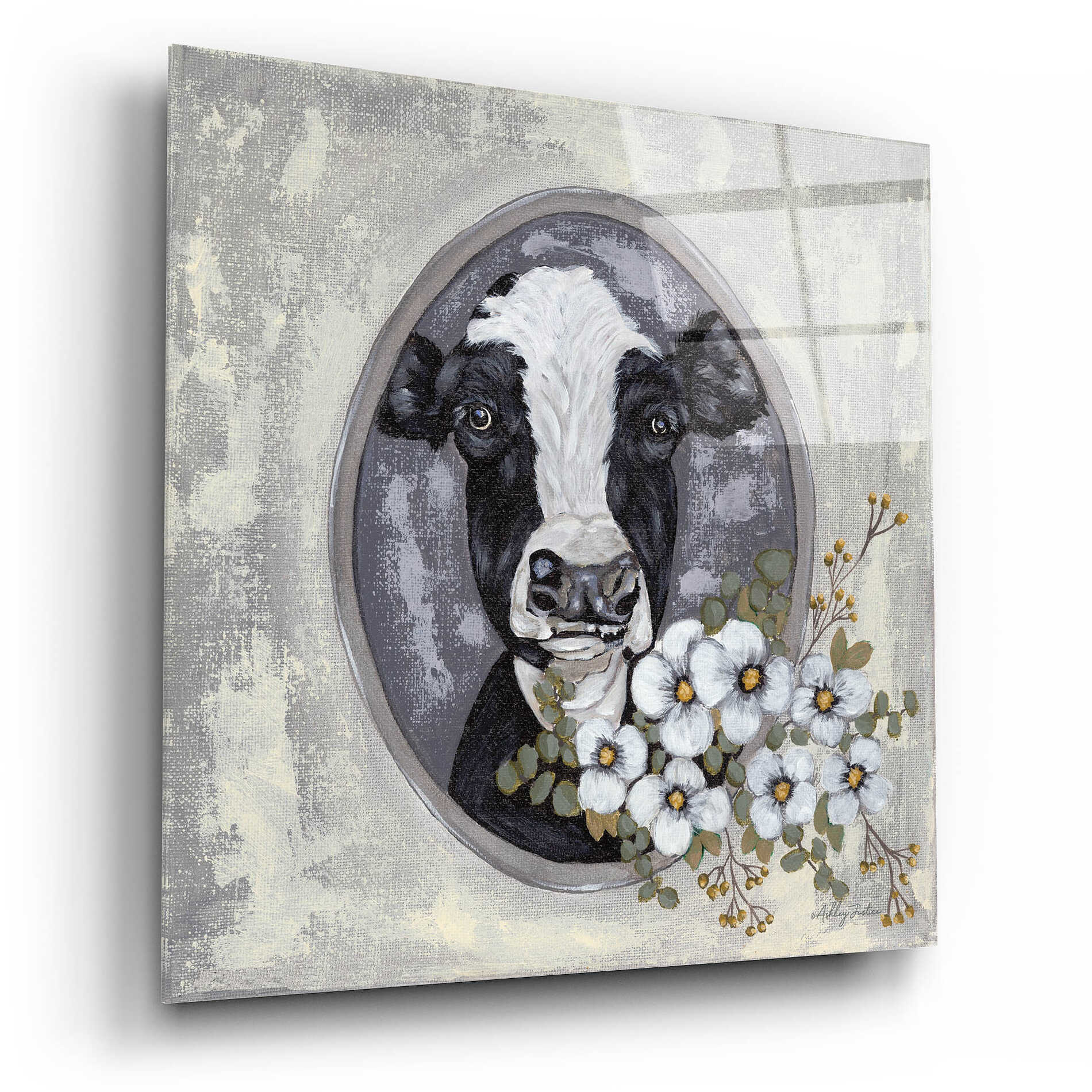 Epic Art 'Framed Cow' by Ashley Justice, Acrylic Glass Wall Art,12x12