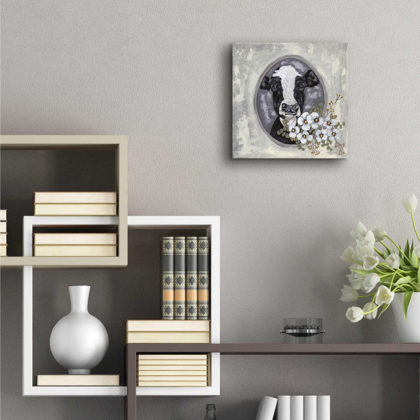 Epic Art 'Framed Cow' by Ashley Justice, Acrylic Glass Wall Art,12x12