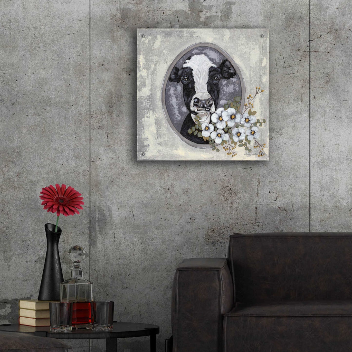 Epic Art 'Framed Cow' by Ashley Justice, Acrylic Glass Wall Art,24x24