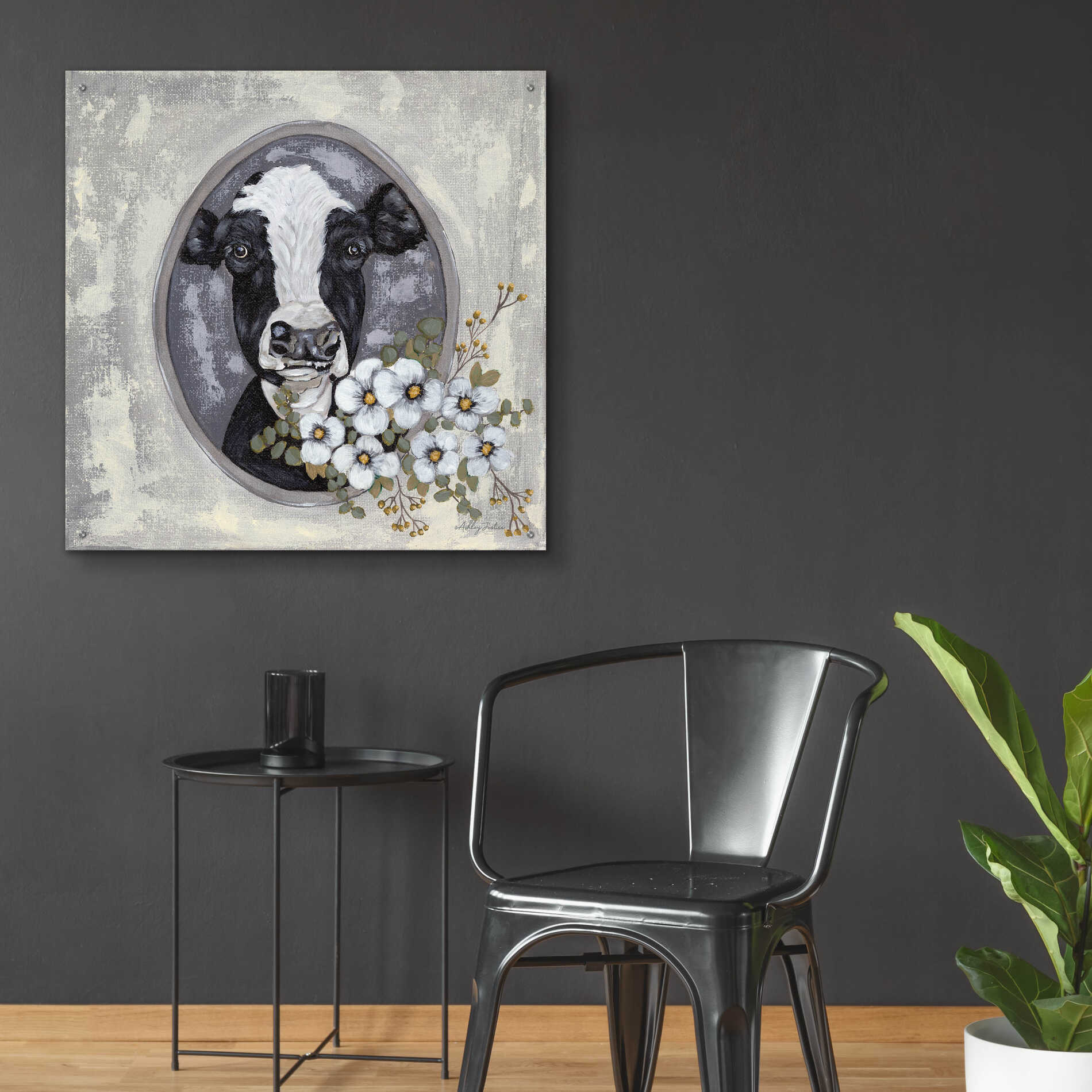 Epic Art 'Framed Cow' by Ashley Justice, Acrylic Glass Wall Art,36x36