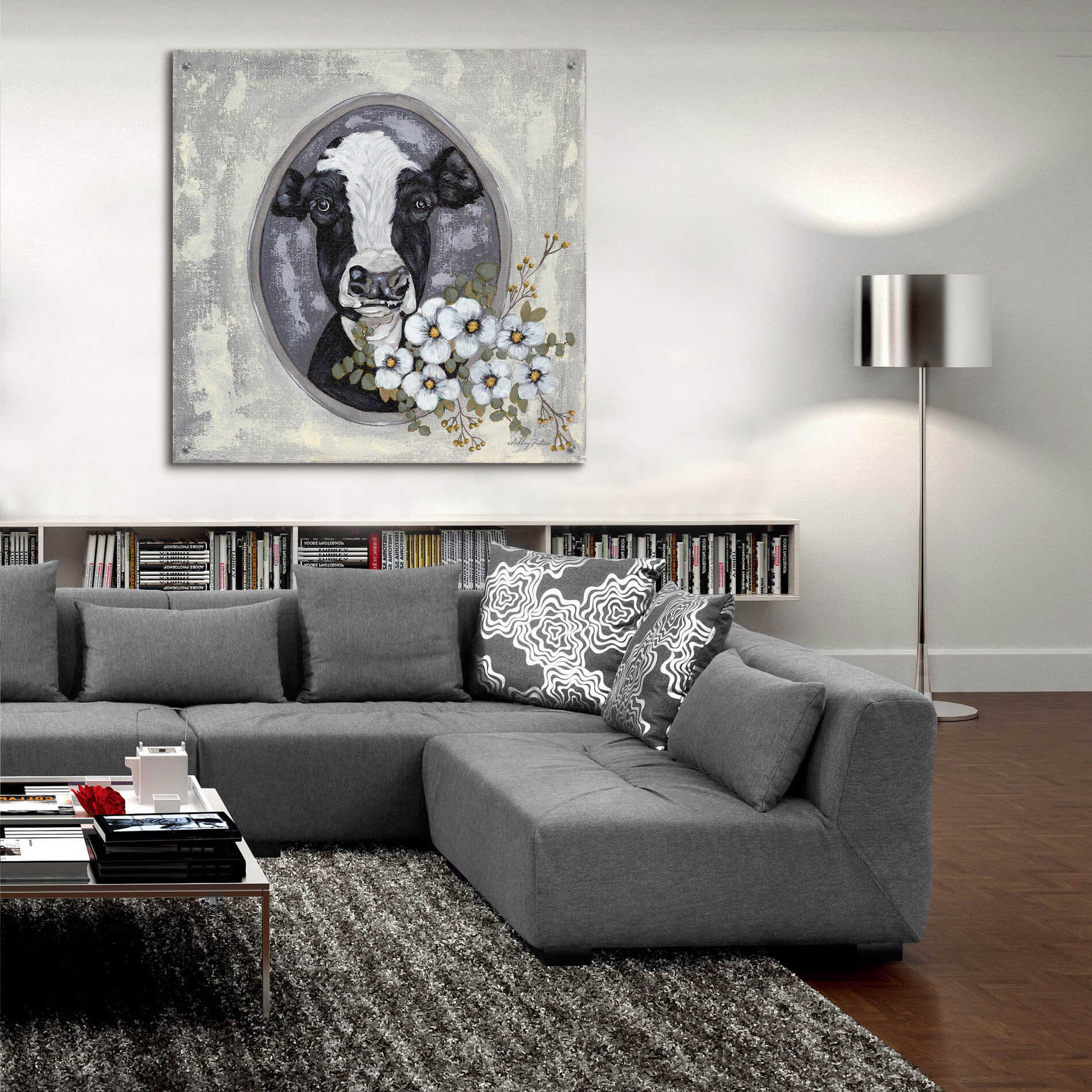 Epic Art 'Framed Cow' by Ashley Justice, Acrylic Glass Wall Art,36x36