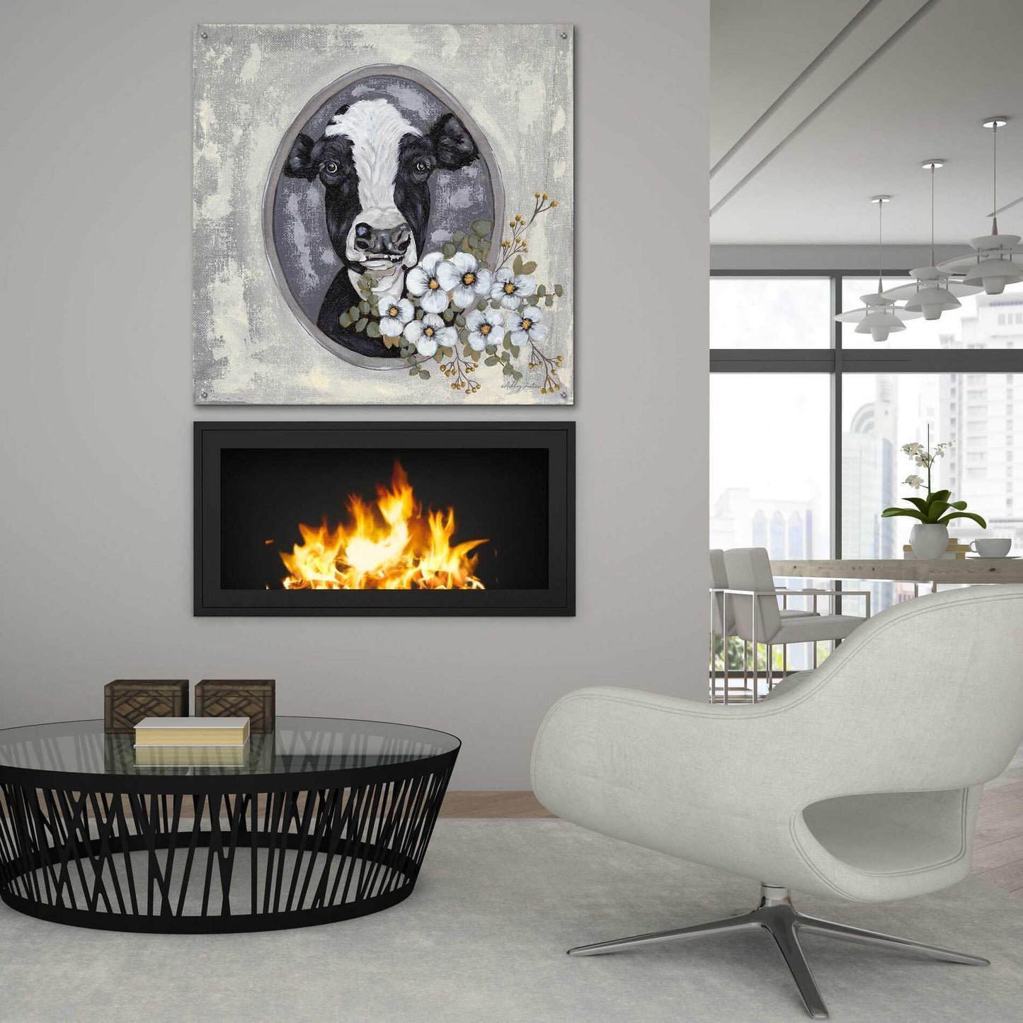 Epic Art 'Framed Cow' by Ashley Justice, Acrylic Glass Wall Art,36x36