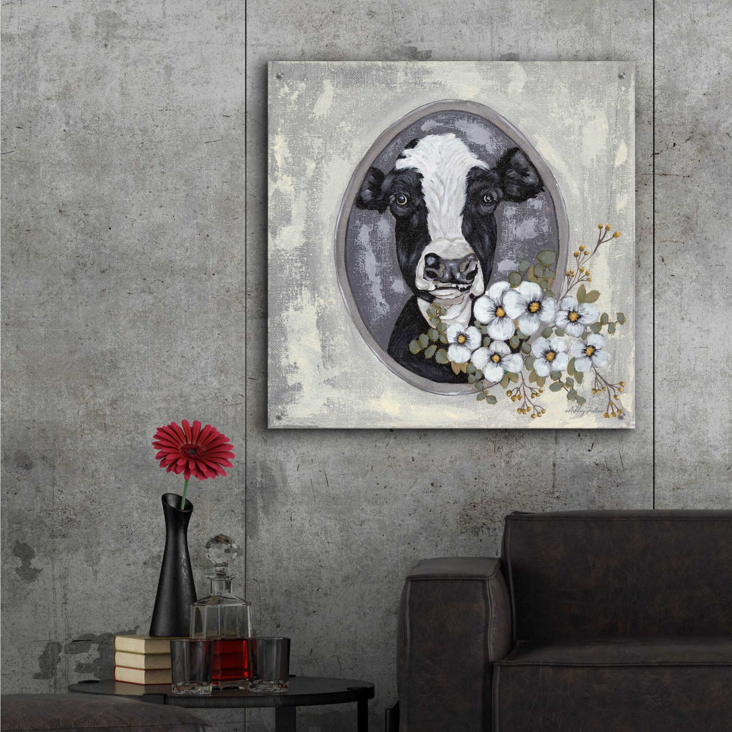 Epic Art 'Framed Cow' by Ashley Justice, Acrylic Glass Wall Art,36x36