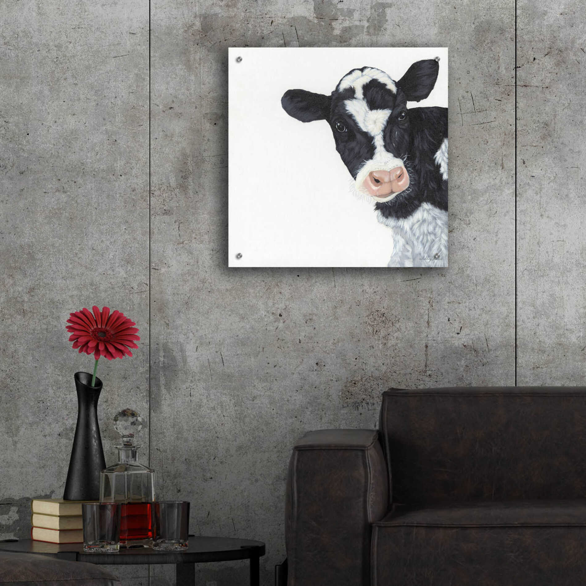 Epic Art 'Cow' by Ashley Justice, Acrylic Glass Wall Art,24x24