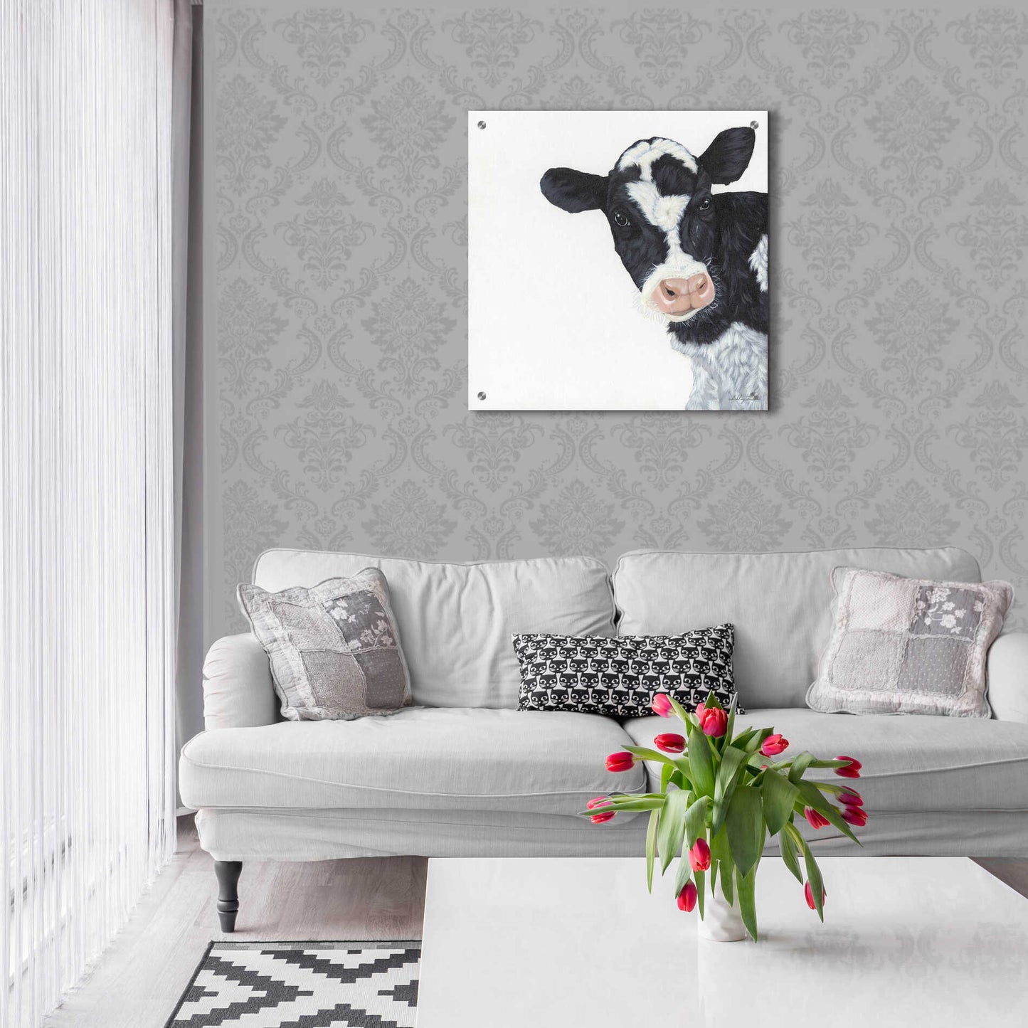 Epic Art 'Cow' by Ashley Justice, Acrylic Glass Wall Art,24x24