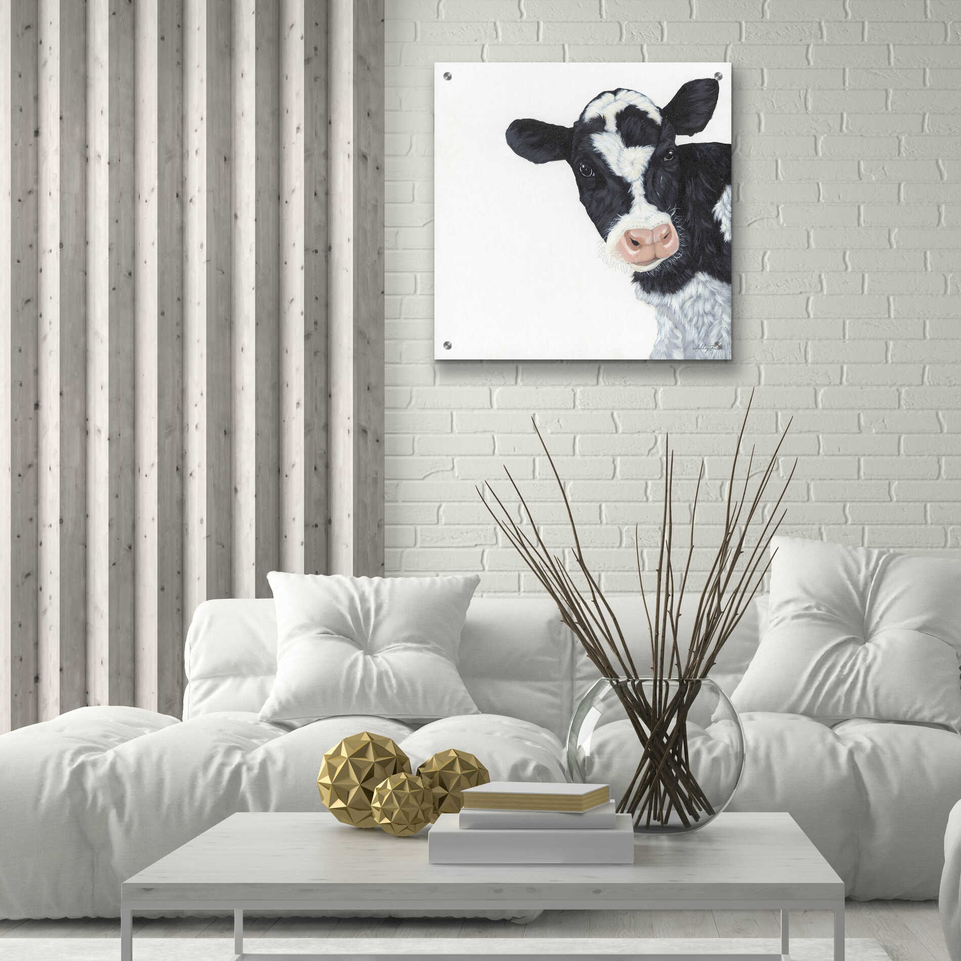 Epic Art 'Cow' by Ashley Justice, Acrylic Glass Wall Art,24x24