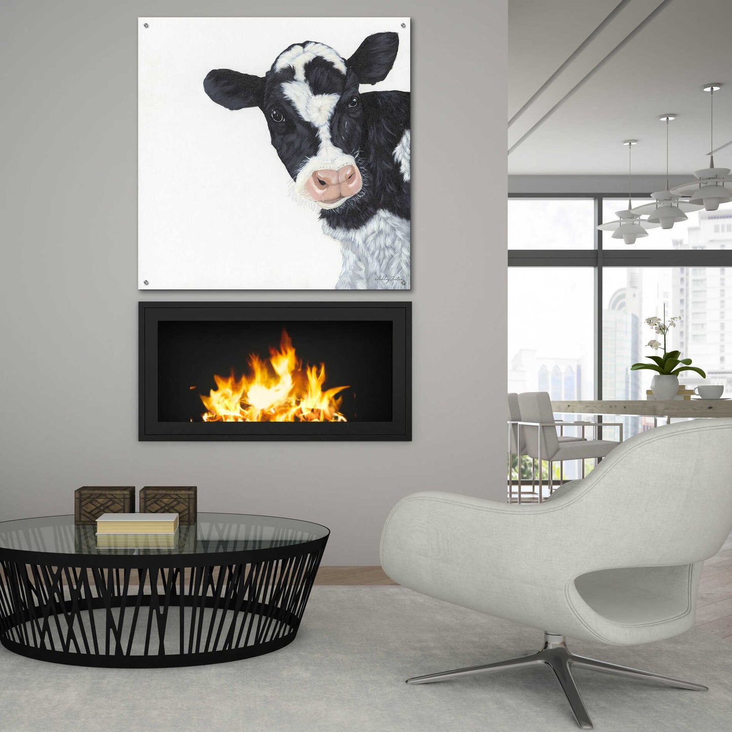 Epic Art 'Cow' by Ashley Justice, Acrylic Glass Wall Art,36x36