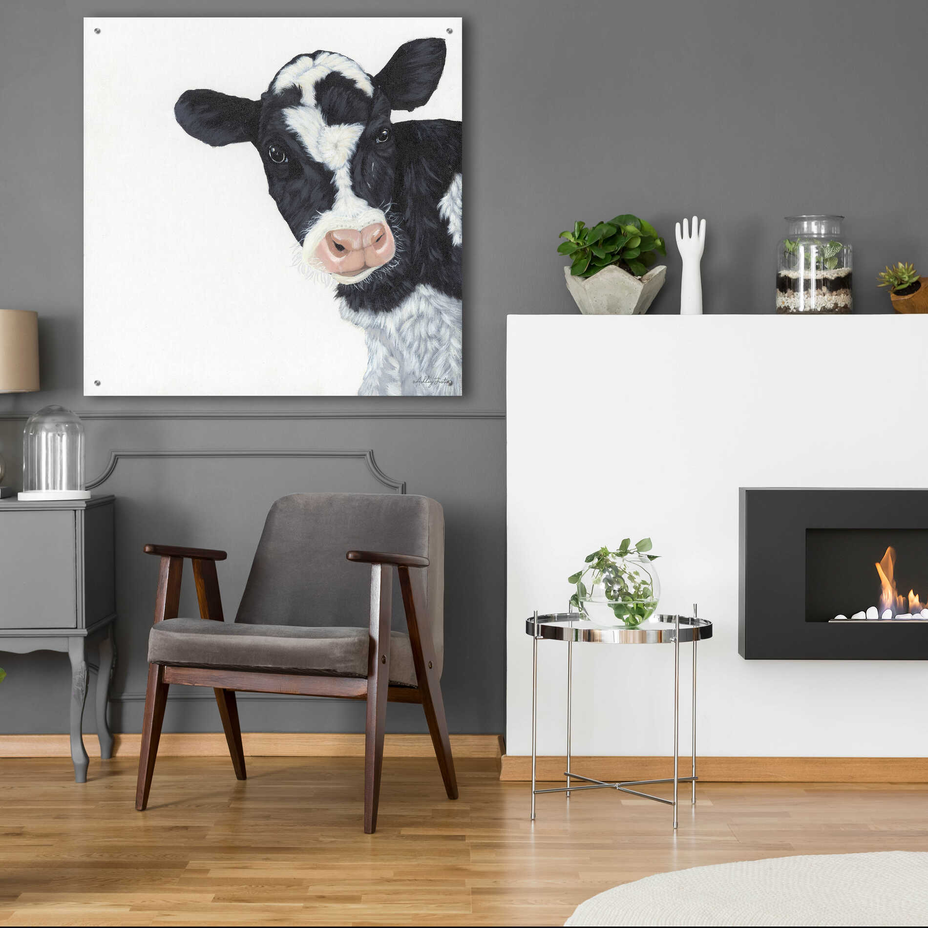 Epic Art 'Cow' by Ashley Justice, Acrylic Glass Wall Art,36x36