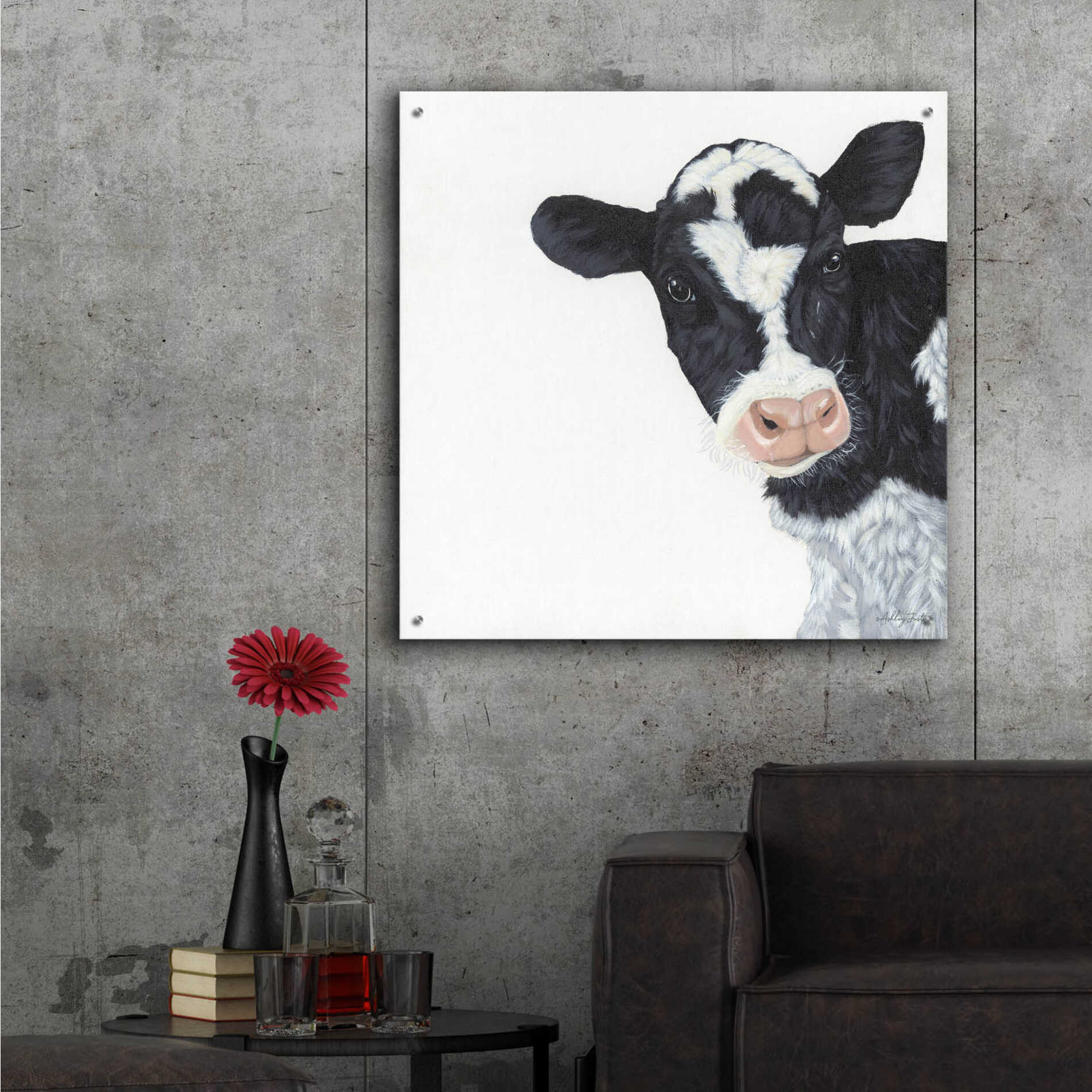 Epic Art 'Cow' by Ashley Justice, Acrylic Glass Wall Art,36x36