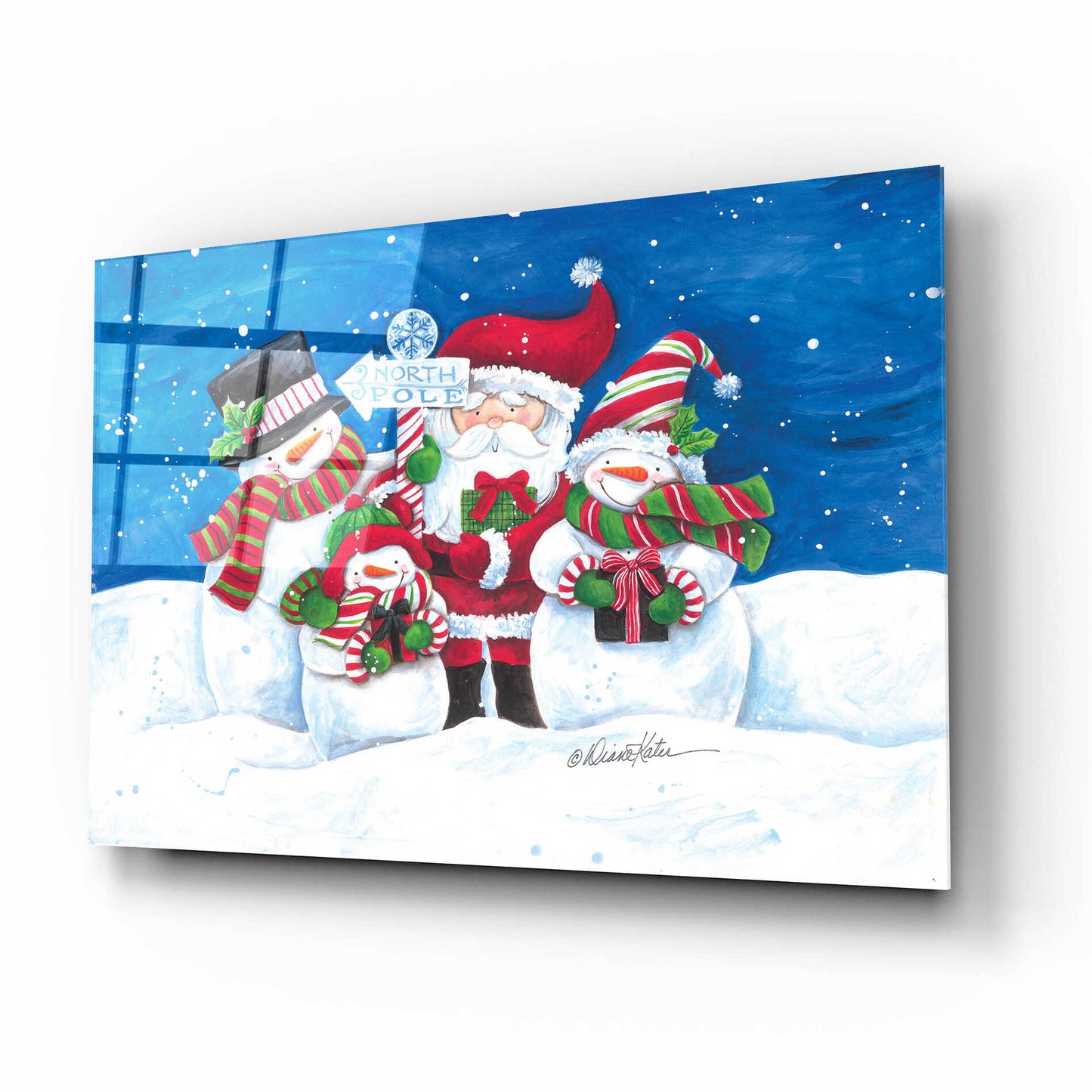 Epic Art 'North Pole Friends' by Diane Kater, Acrylic Glass Wall Art,16x12