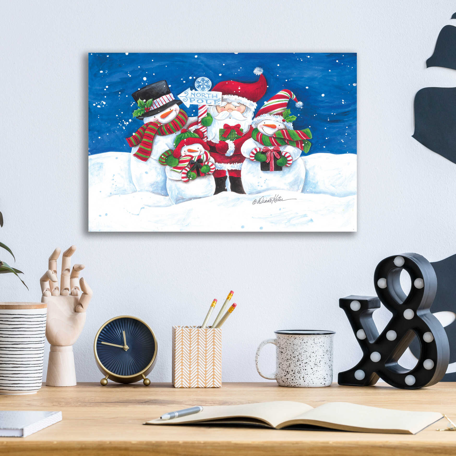 Epic Art 'North Pole Friends' by Diane Kater, Acrylic Glass Wall Art,16x12