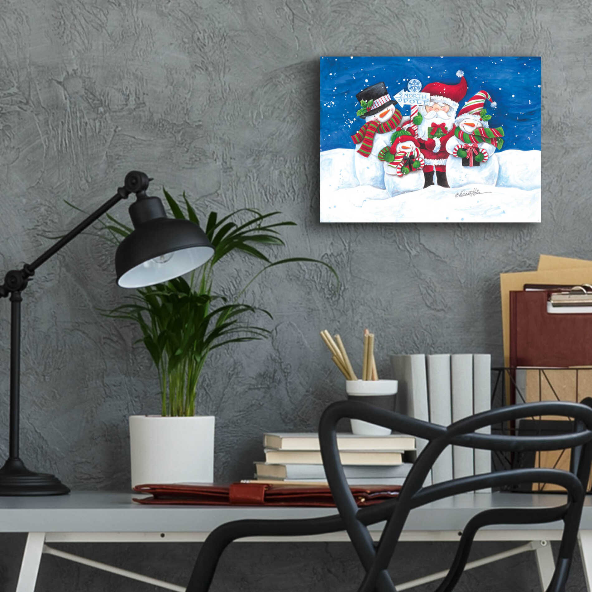 Epic Art 'North Pole Friends' by Diane Kater, Acrylic Glass Wall Art,16x12