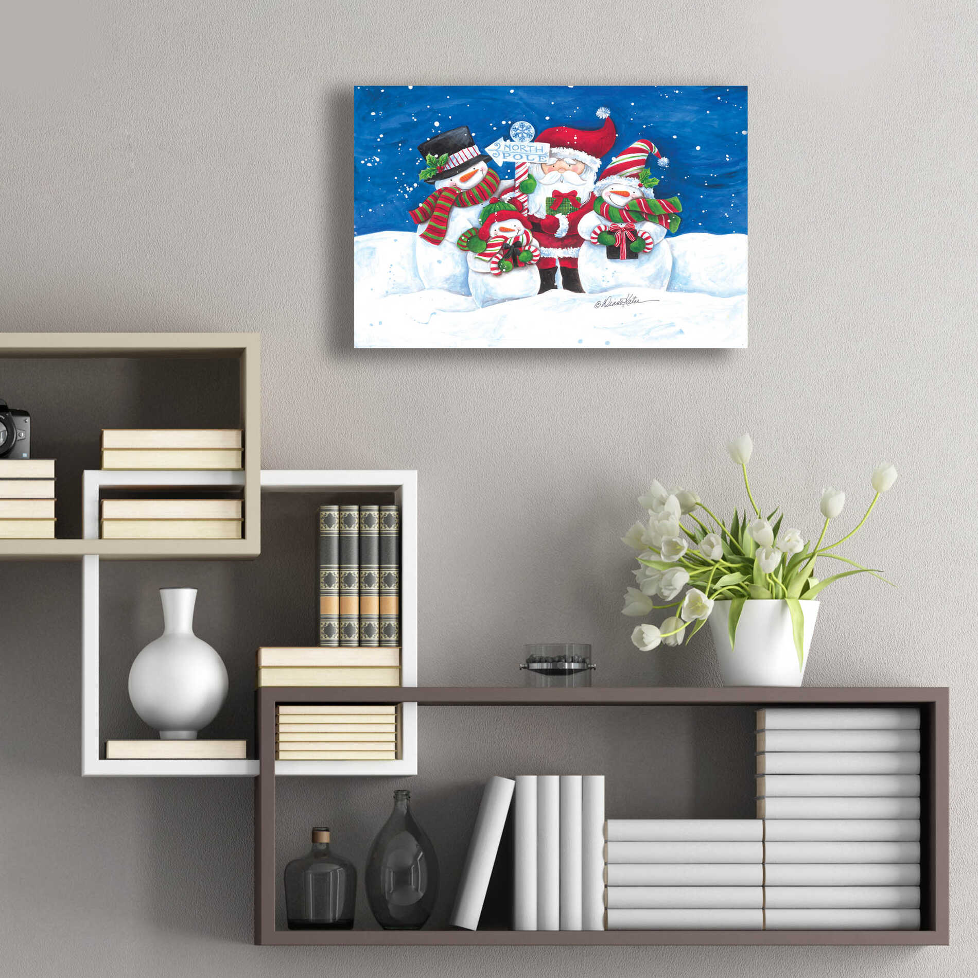 Epic Art 'North Pole Friends' by Diane Kater, Acrylic Glass Wall Art,24x16