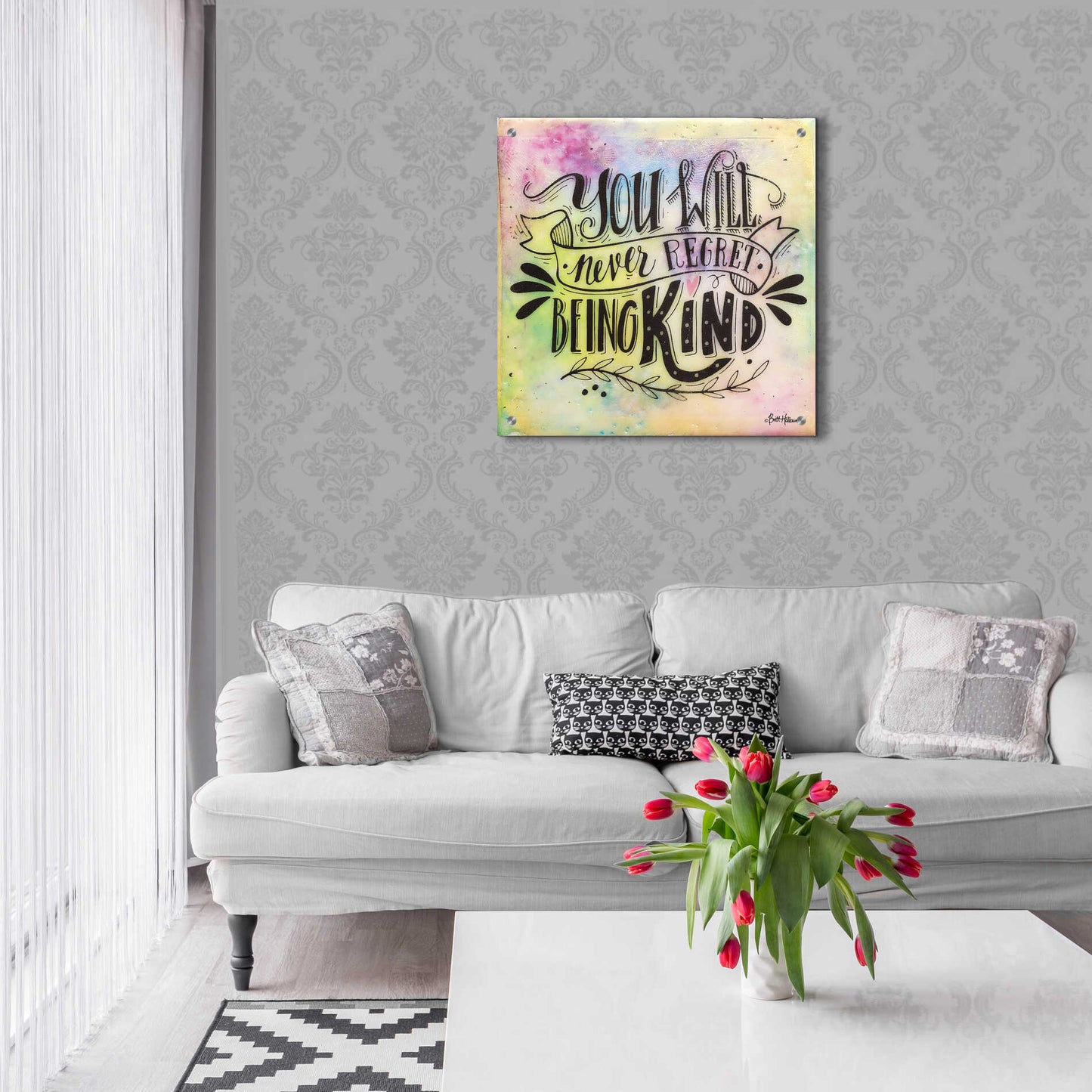 Epic Art 'Never Regret Being Kind' by Britt Hallowell, Acrylic Glass Wall Art,24x24