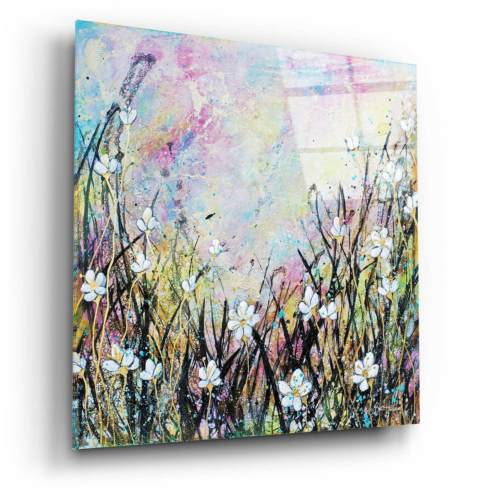 Epic Art 'Sunrise Fields' by Britt Hallowell, Acrylic Glass Wall Art,12x12