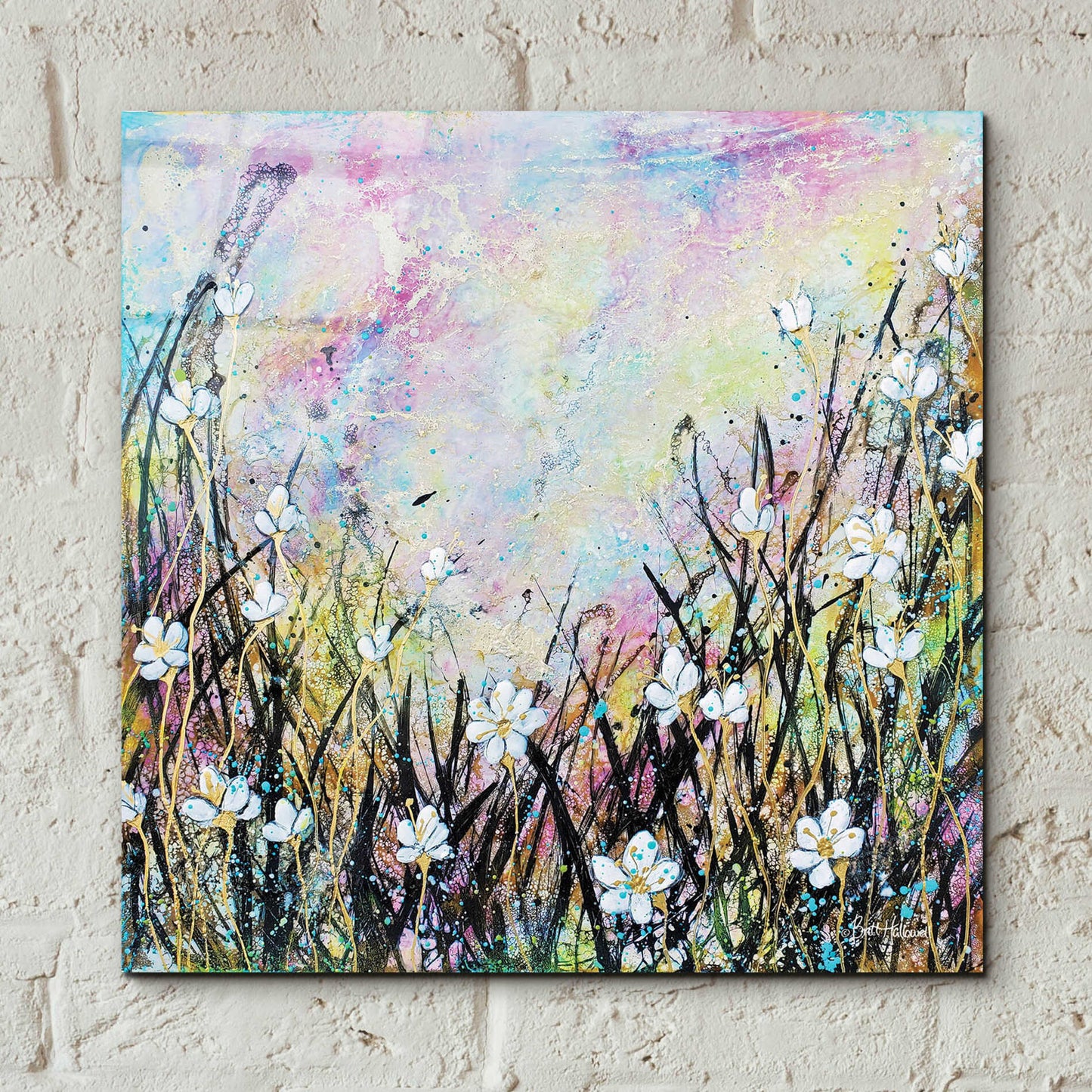 Epic Art 'Sunrise Fields' by Britt Hallowell, Acrylic Glass Wall Art,12x12