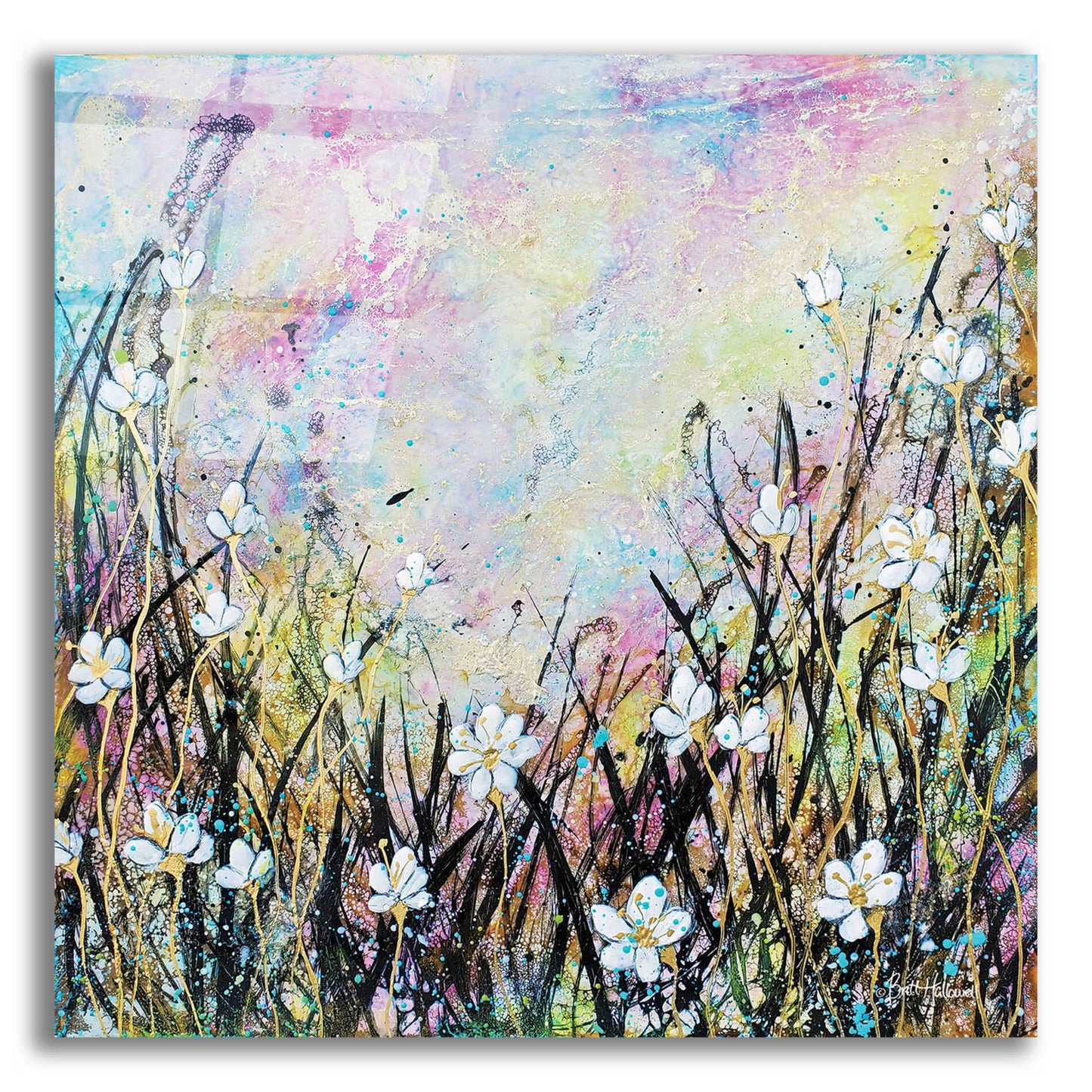 Epic Art 'Sunrise Fields' by Britt Hallowell, Acrylic Glass Wall Art,12x12