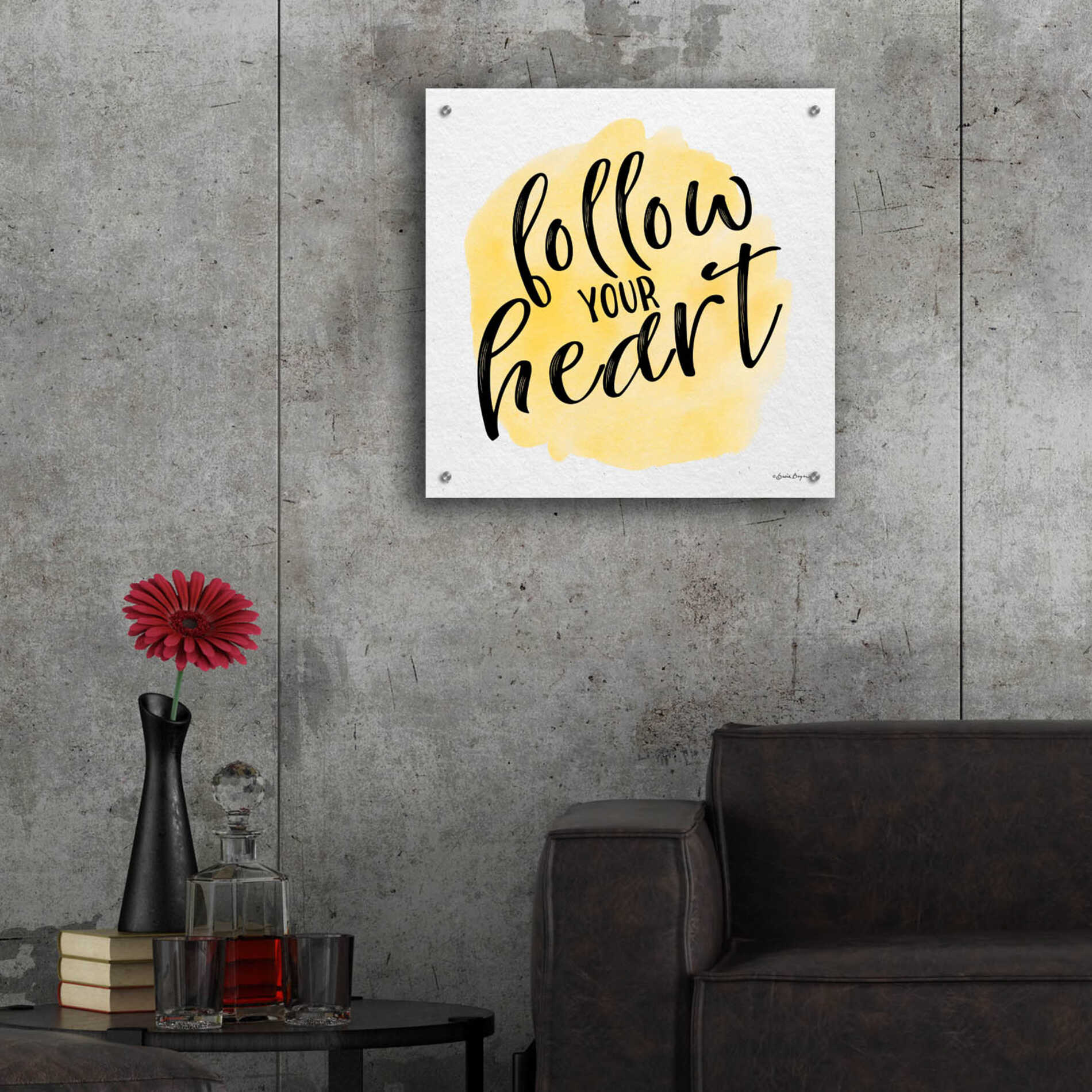 Epic Art 'Follow Your Heart' by Susie Boyer, Acrylic Glass Wall Art,24x24