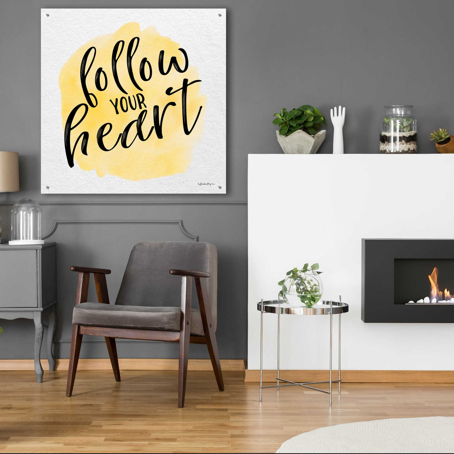 Epic Art 'Follow Your Heart' by Susie Boyer, Acrylic Glass Wall Art,36x36