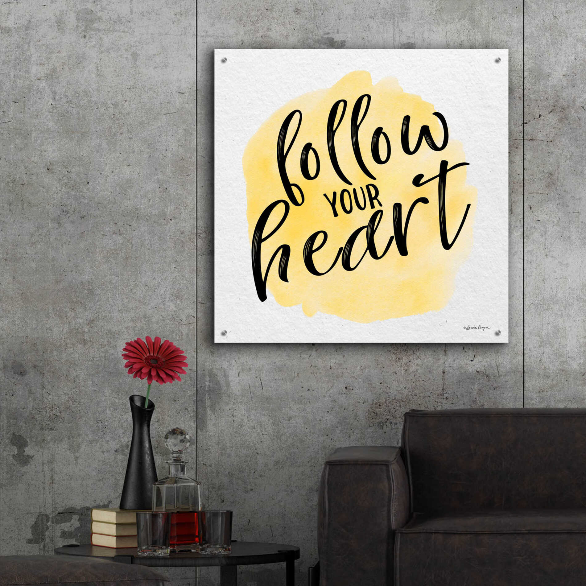 Epic Art 'Follow Your Heart' by Susie Boyer, Acrylic Glass Wall Art,36x36