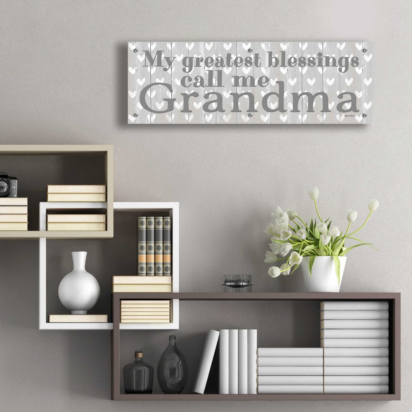 Epic Art 'My Greatest Blessings Call Me Grandma' by Susie Boyer, Acrylic Glass Wall Art,36x12