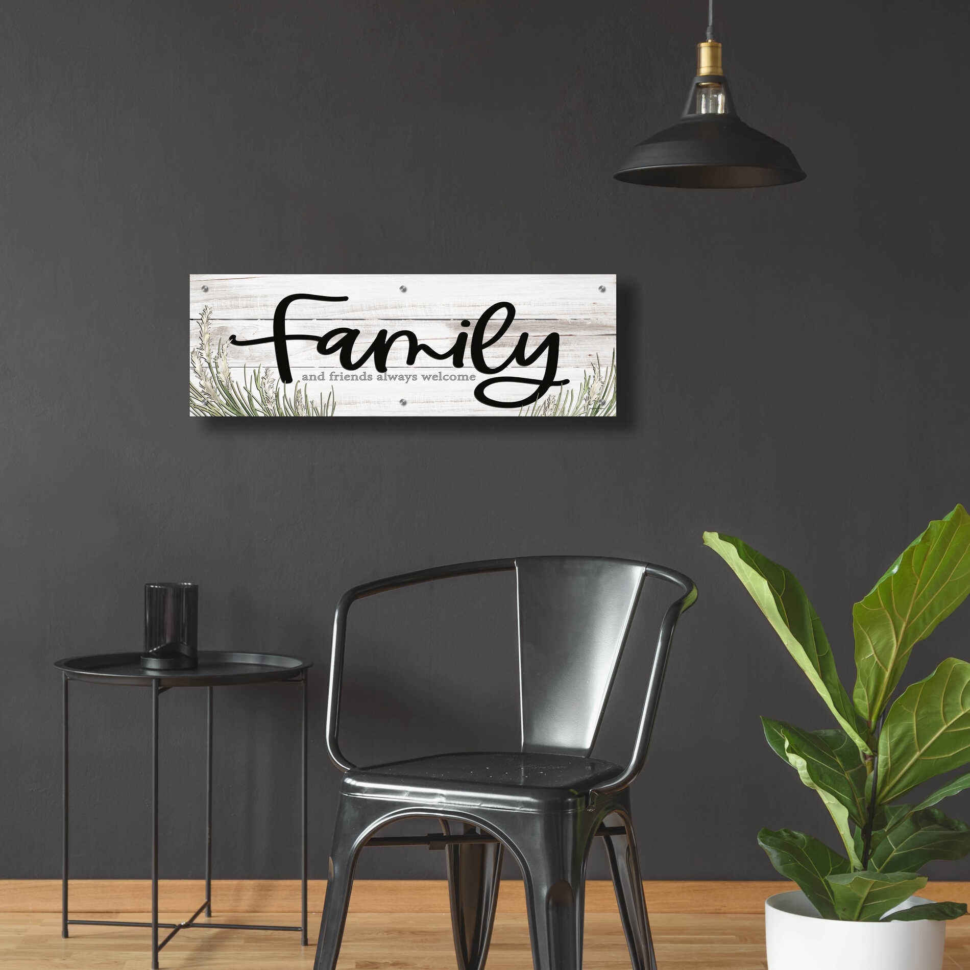 Epic Art 'Family and Friends Always Welcome ' by Susie Boyer, Acrylic Glass Wall Art,36x12