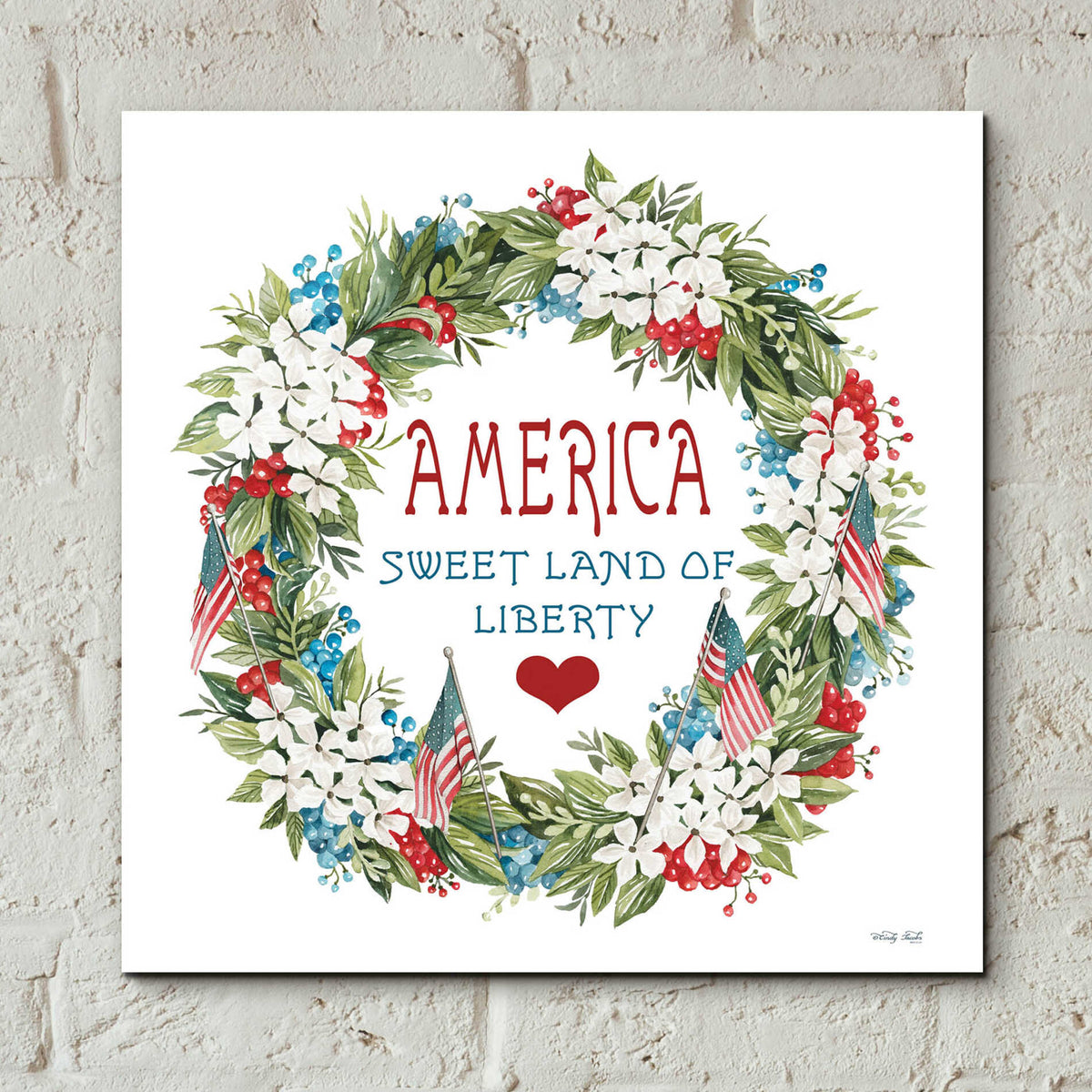 Epic Art 'America Wreath' by Cindy Jacobs, Acrylic Glass Wall Art,12x12