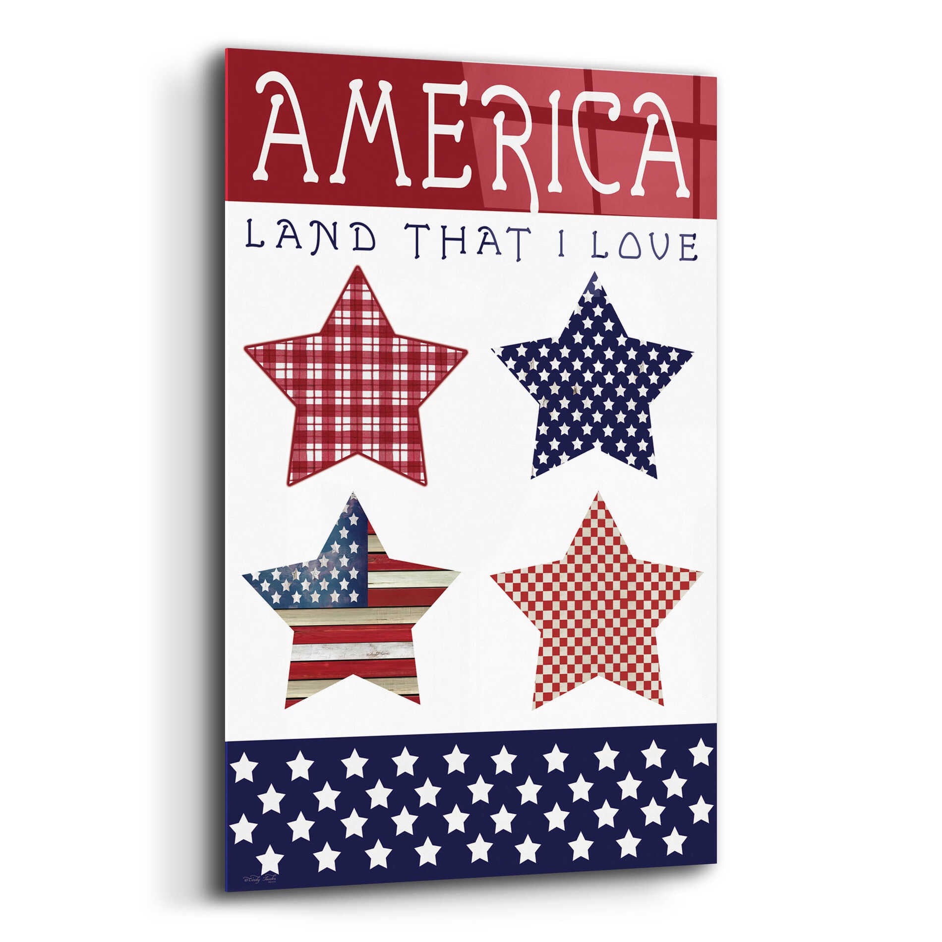 Epic Art 'Stars of America' by Cindy Jacobs, Acrylic Glass Wall Art,12x16