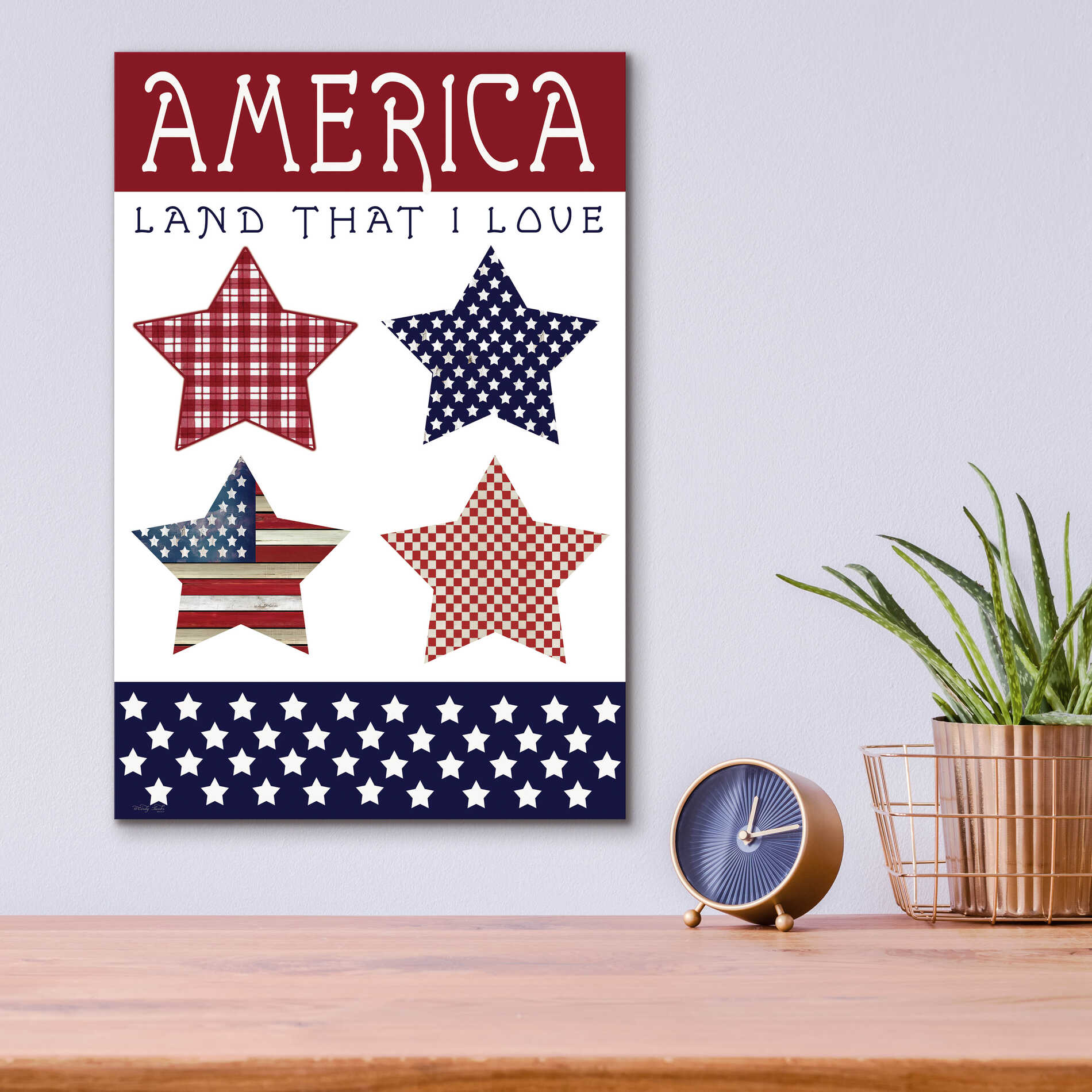 Epic Art 'Stars of America' by Cindy Jacobs, Acrylic Glass Wall Art,12x16