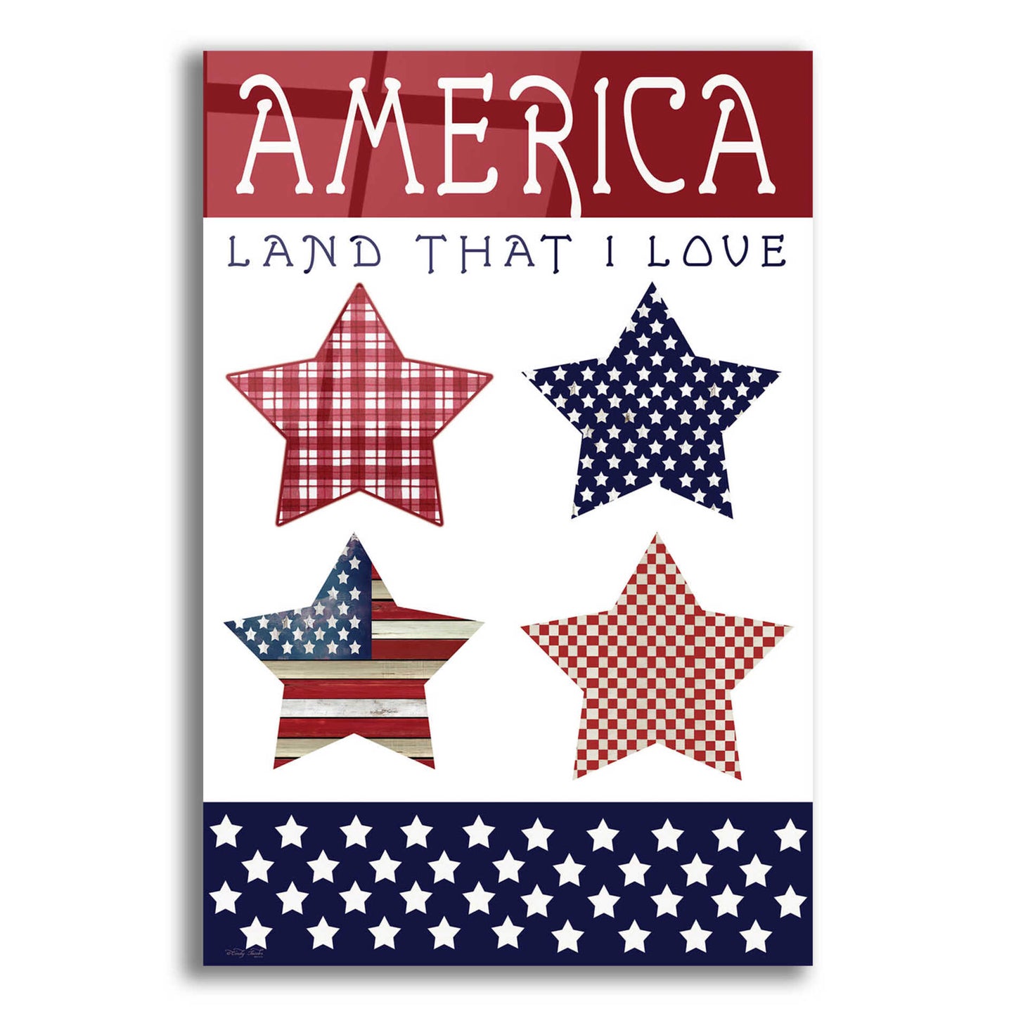 Epic Art 'Stars of America' by Cindy Jacobs, Acrylic Glass Wall Art,12x16