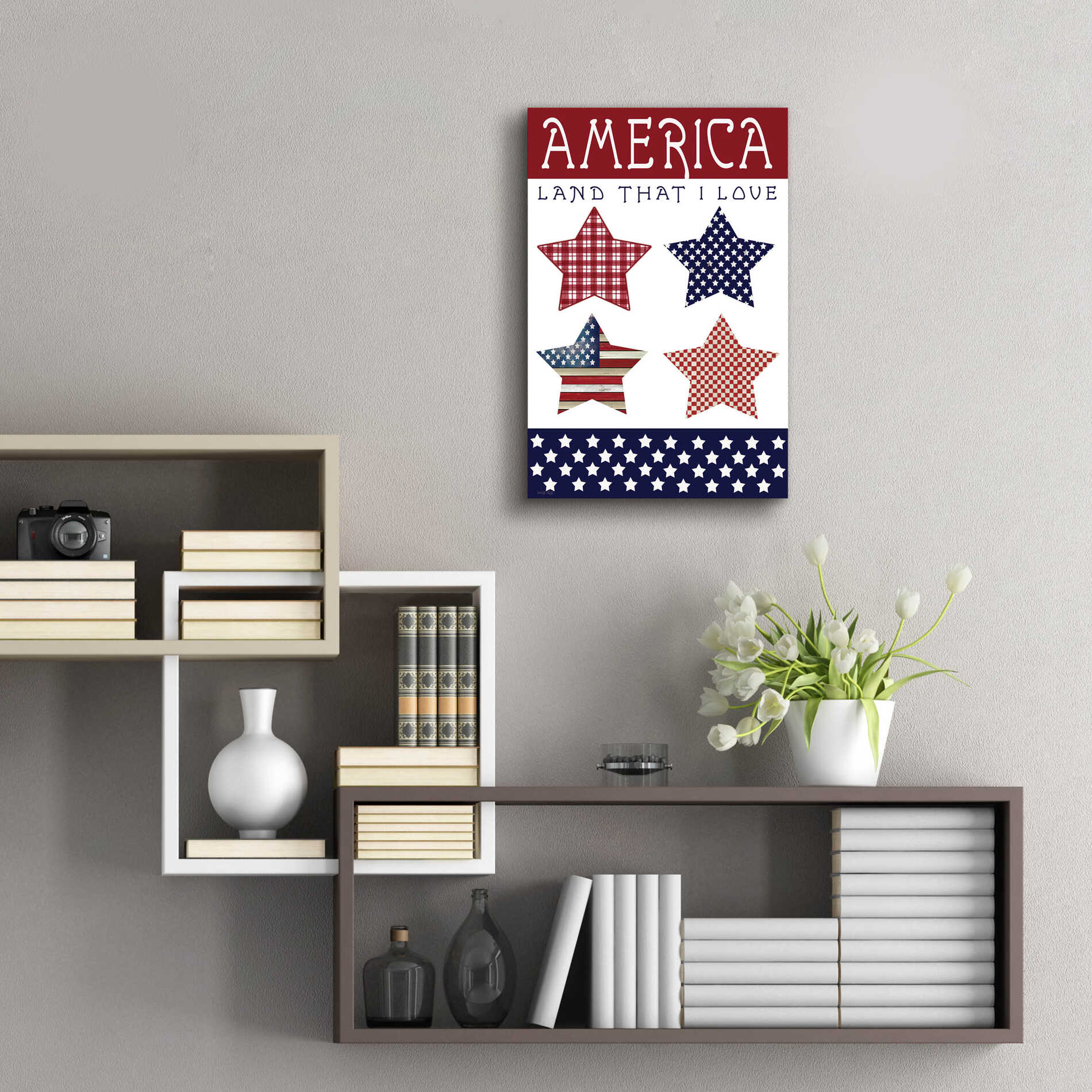 Epic Art 'Stars of America' by Cindy Jacobs, Acrylic Glass Wall Art,16x24