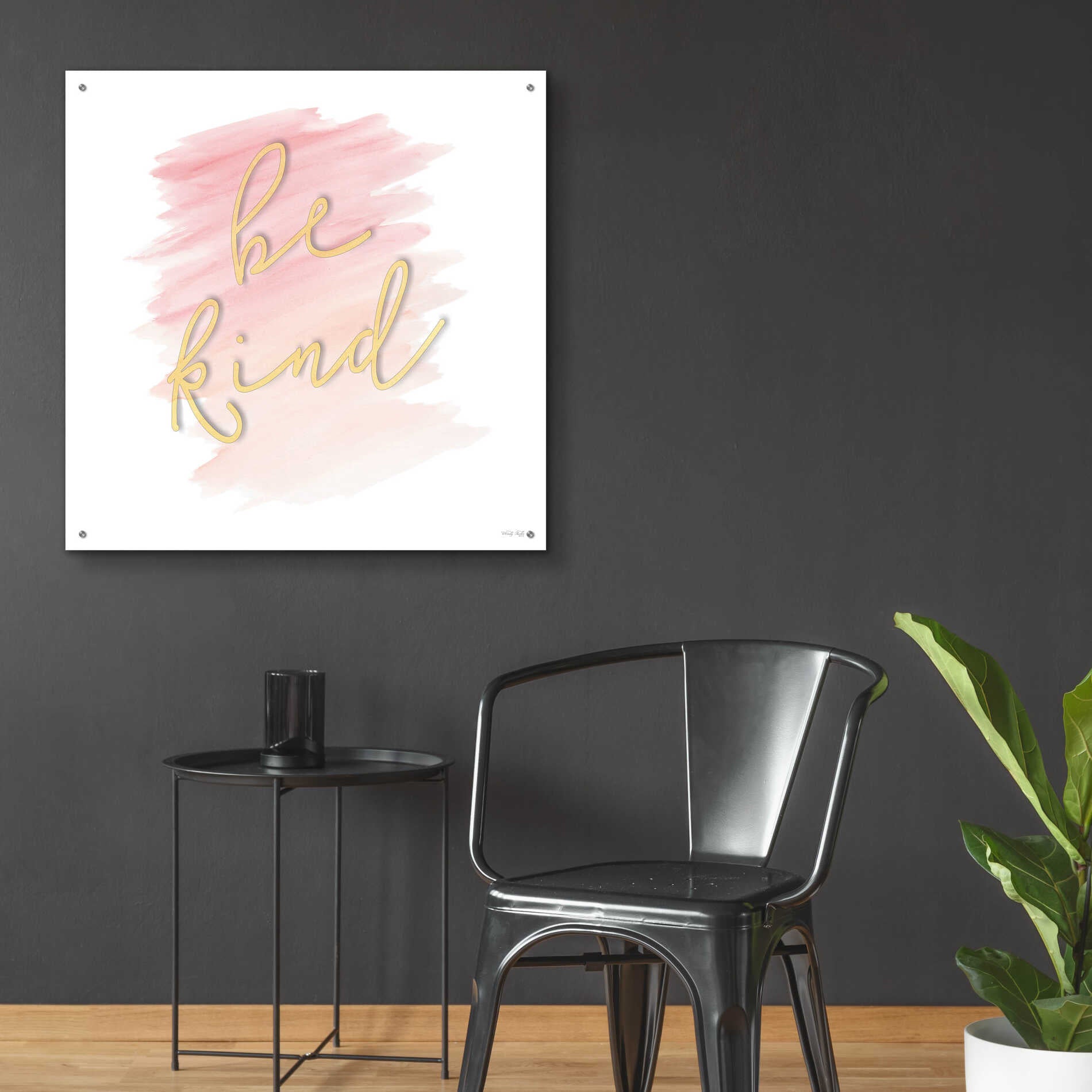 Epic Art 'Be Kind Pink' by Cindy Jacobs, Acrylic Glass Wall Art,36x36