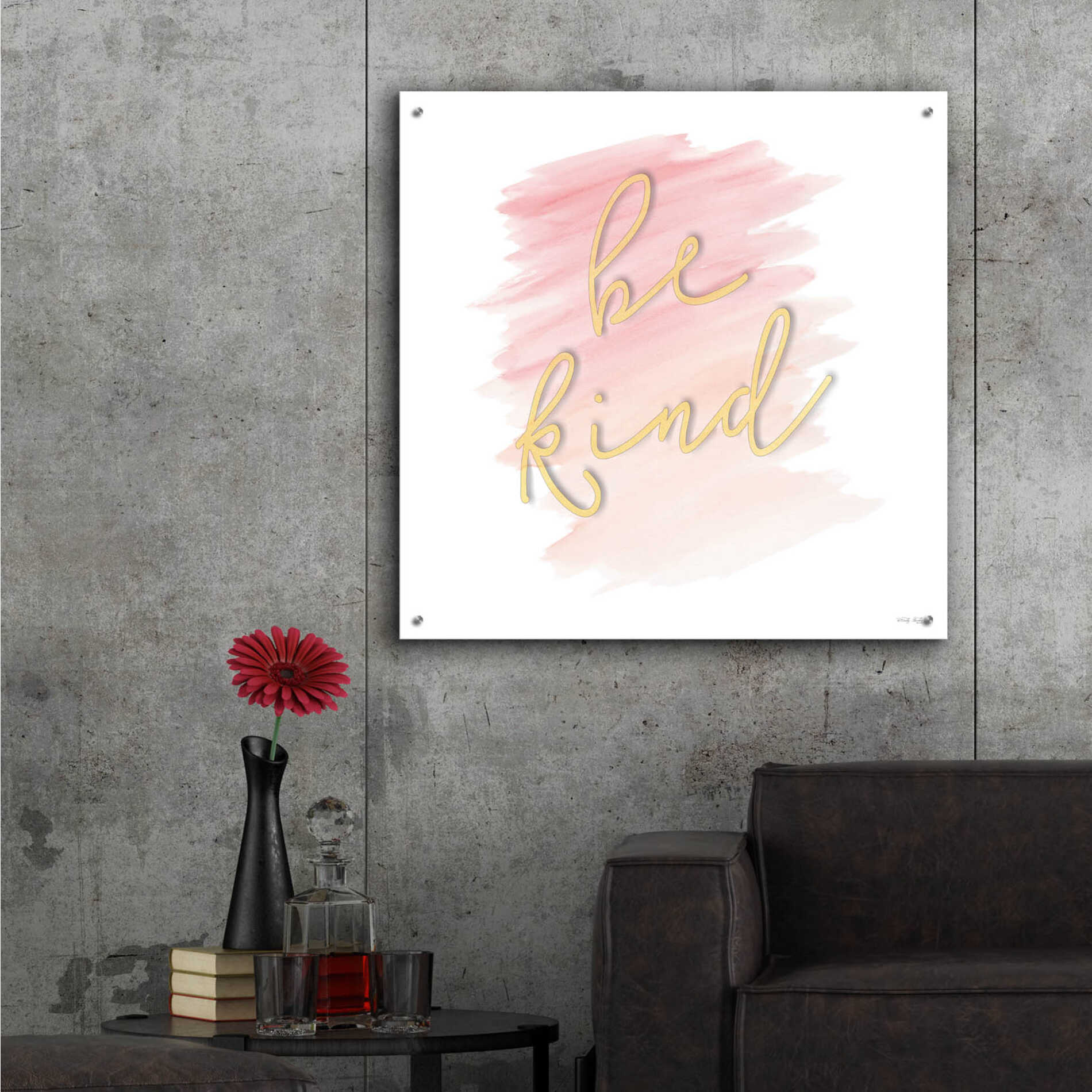 Epic Art 'Be Kind Pink' by Cindy Jacobs, Acrylic Glass Wall Art,36x36