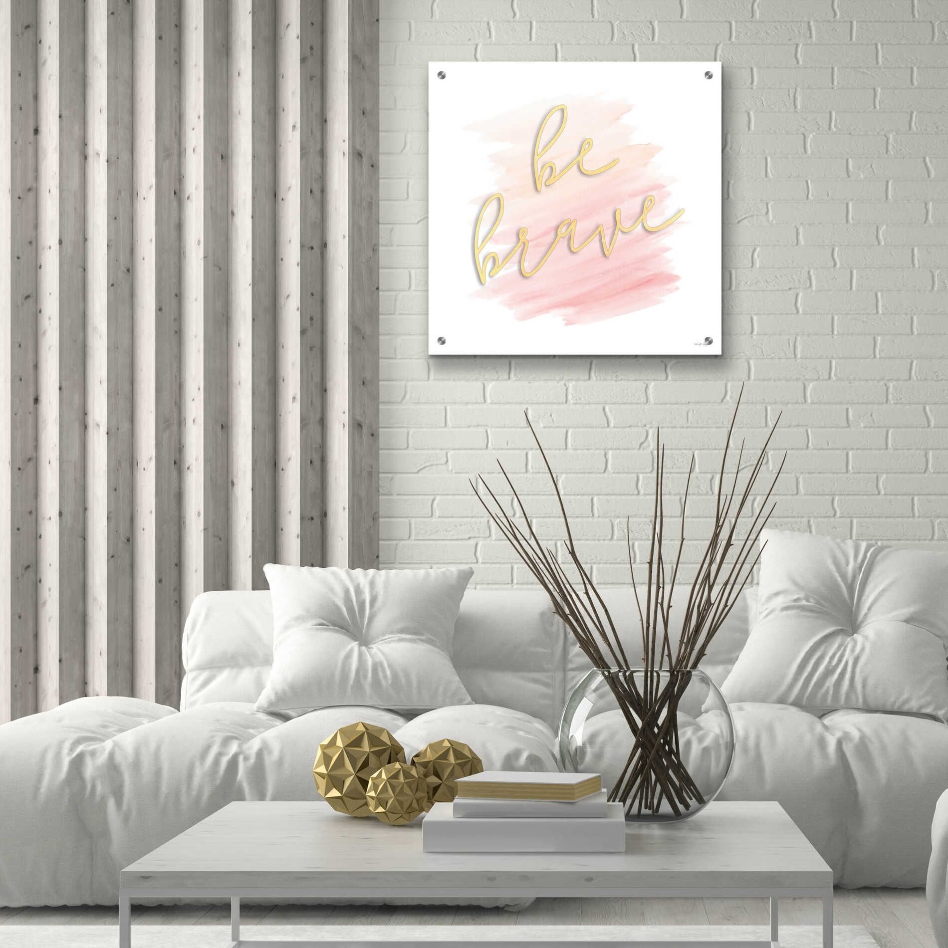 Epic Art 'Be Brave Pink' by Cindy Jacobs, Acrylic Glass Wall Art,24x24