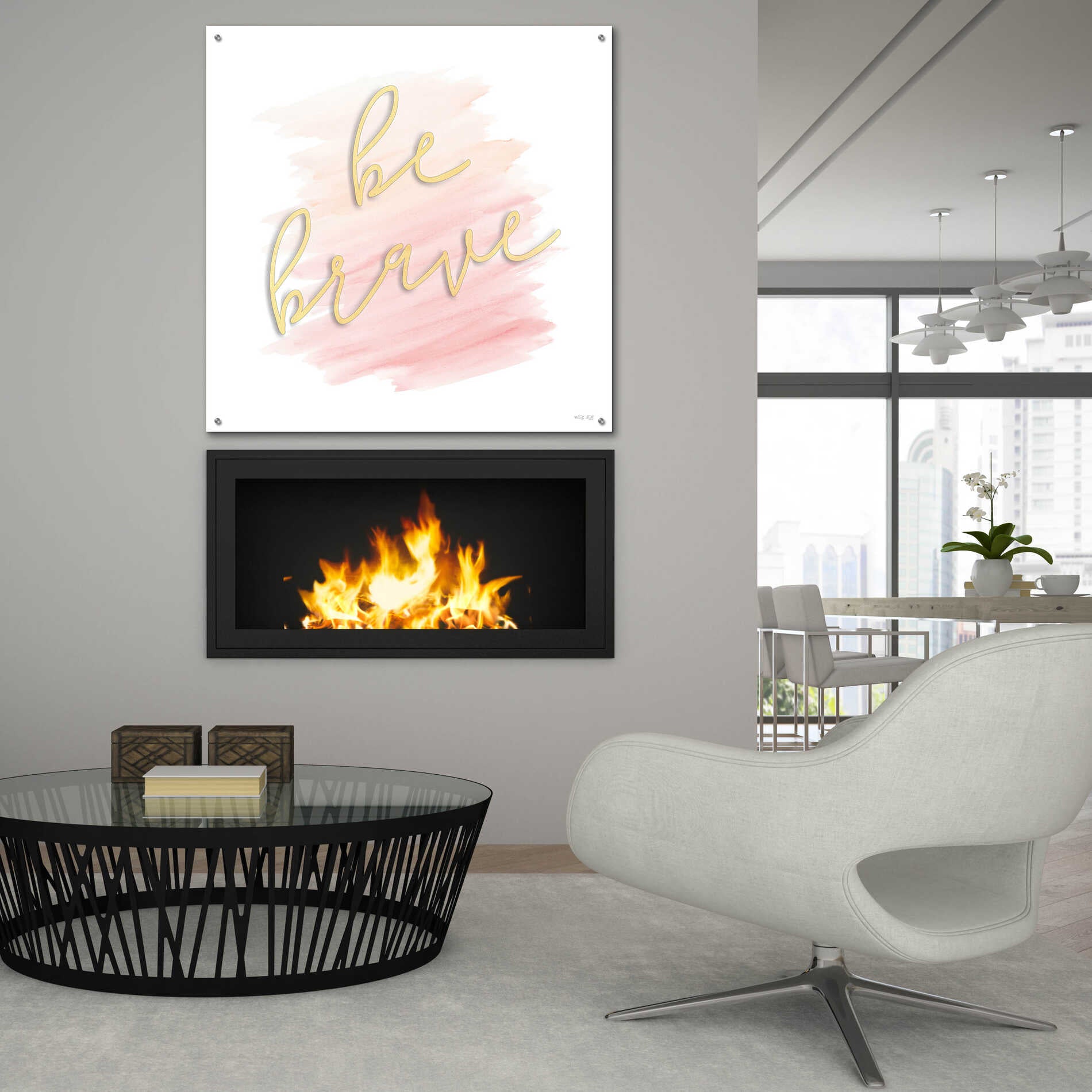 Epic Art 'Be Brave Pink' by Cindy Jacobs, Acrylic Glass Wall Art,36x36