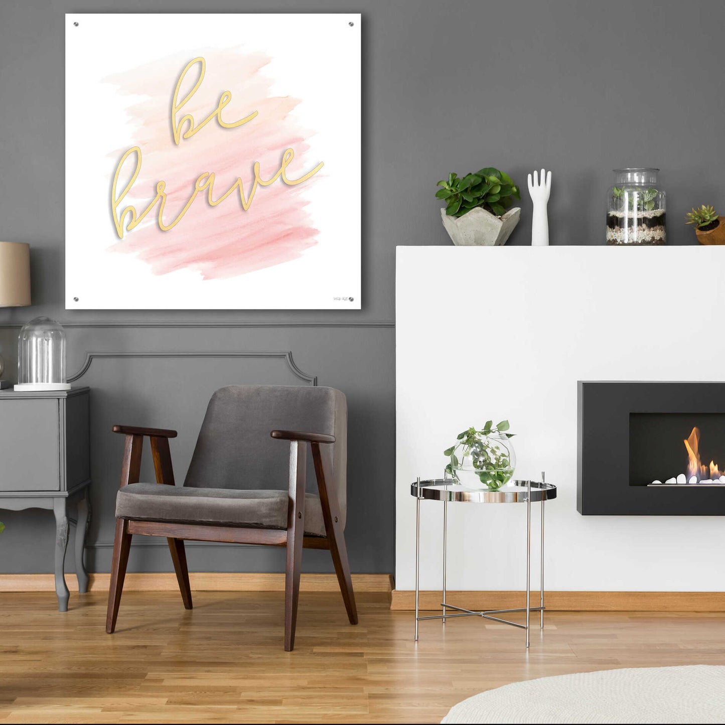 Epic Art 'Be Brave Pink' by Cindy Jacobs, Acrylic Glass Wall Art,36x36