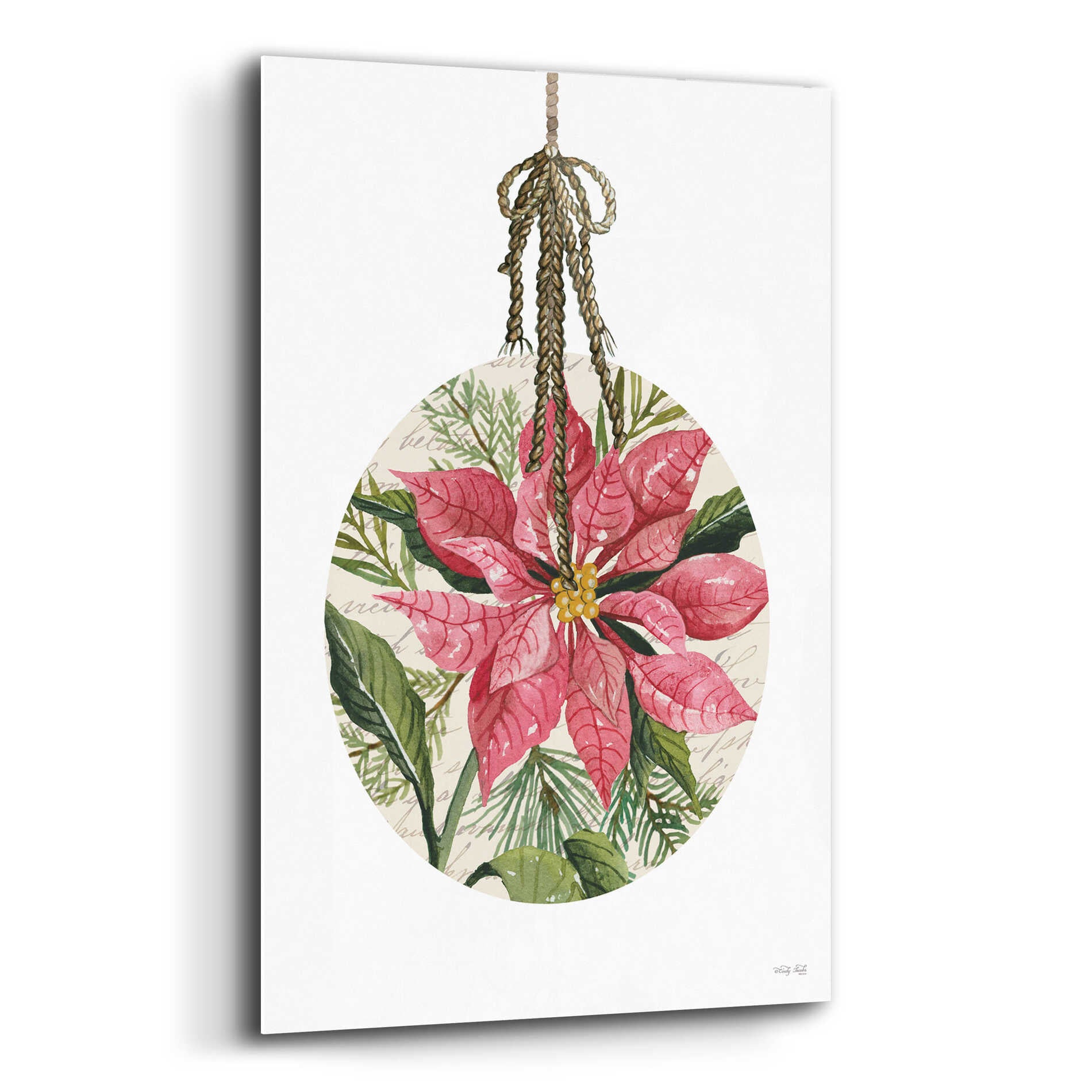 Epic Art 'Poinsettia Ornament' by Cindy Jacobs, Acrylic Glass Wall Art,12x16