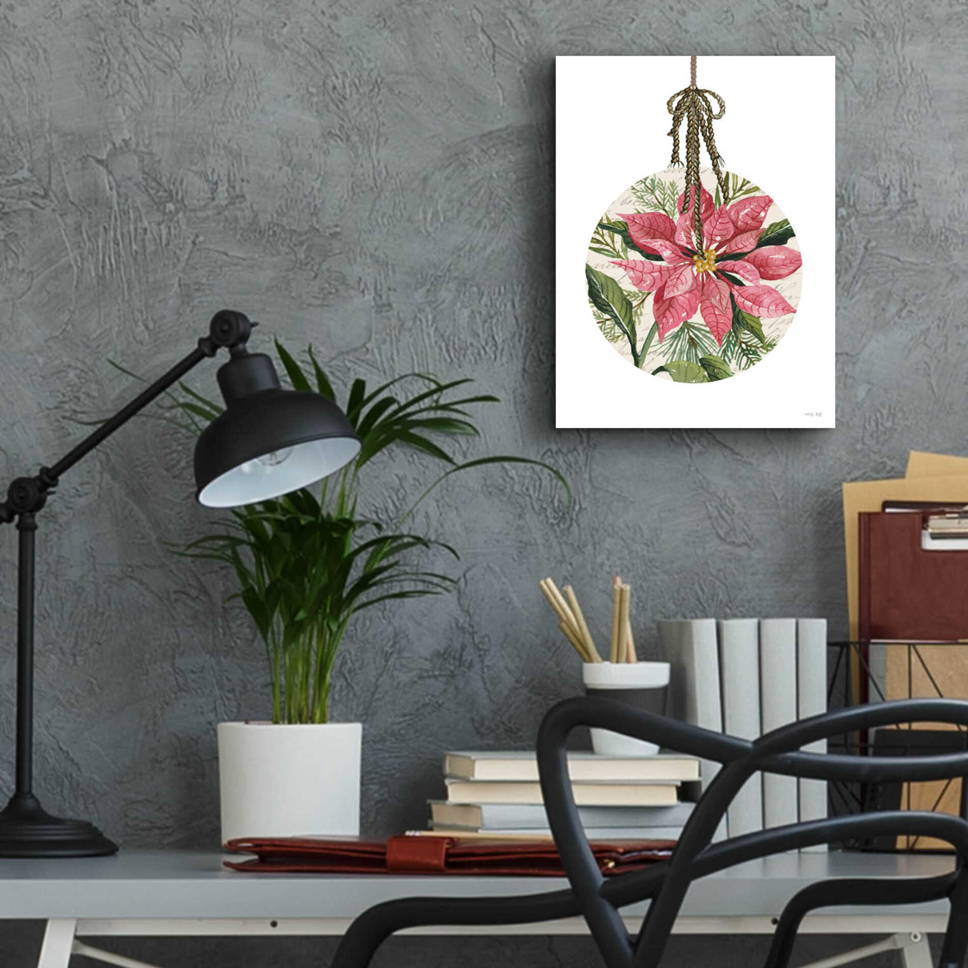 Epic Art 'Poinsettia Ornament' by Cindy Jacobs, Acrylic Glass Wall Art,12x16