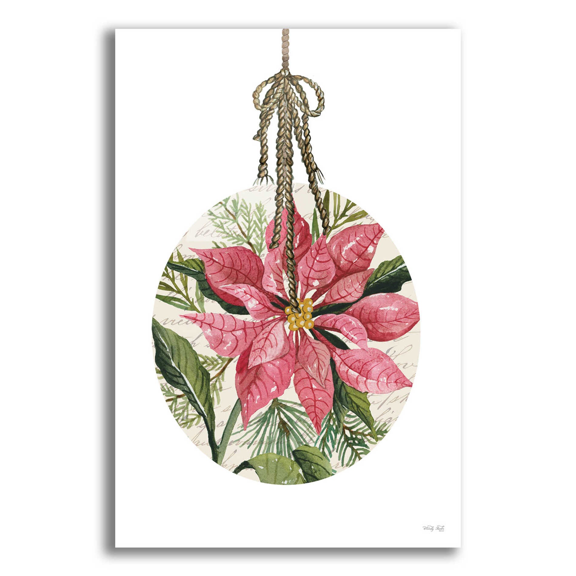 Epic Art 'Poinsettia Ornament' by Cindy Jacobs, Acrylic Glass Wall Art,12x16