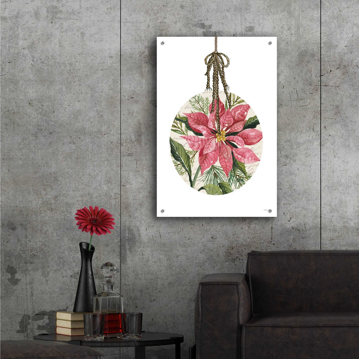 Epic Art 'Poinsettia Ornament' by Cindy Jacobs, Acrylic Glass Wall Art,24x36