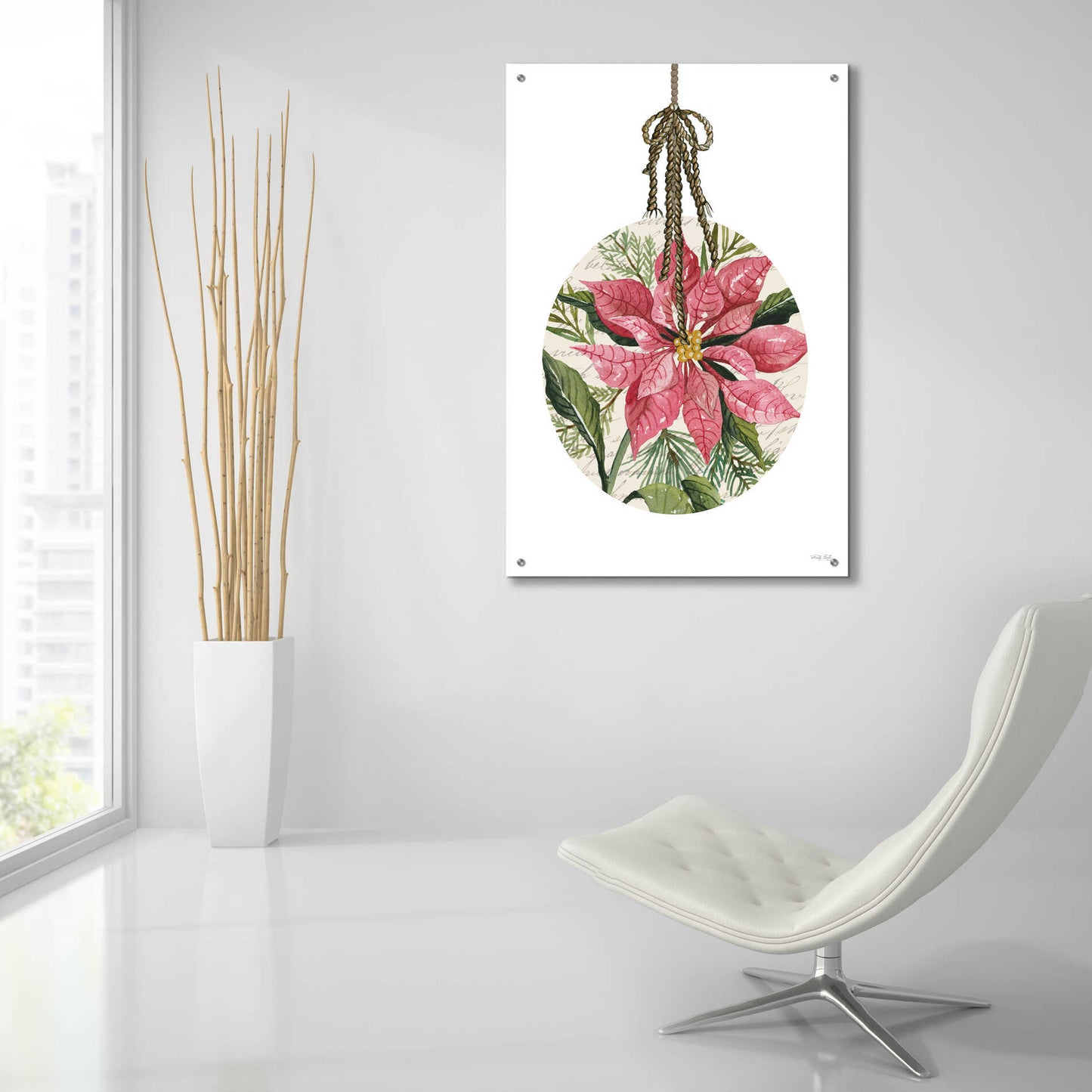 Epic Art 'Poinsettia Ornament' by Cindy Jacobs, Acrylic Glass Wall Art,24x36