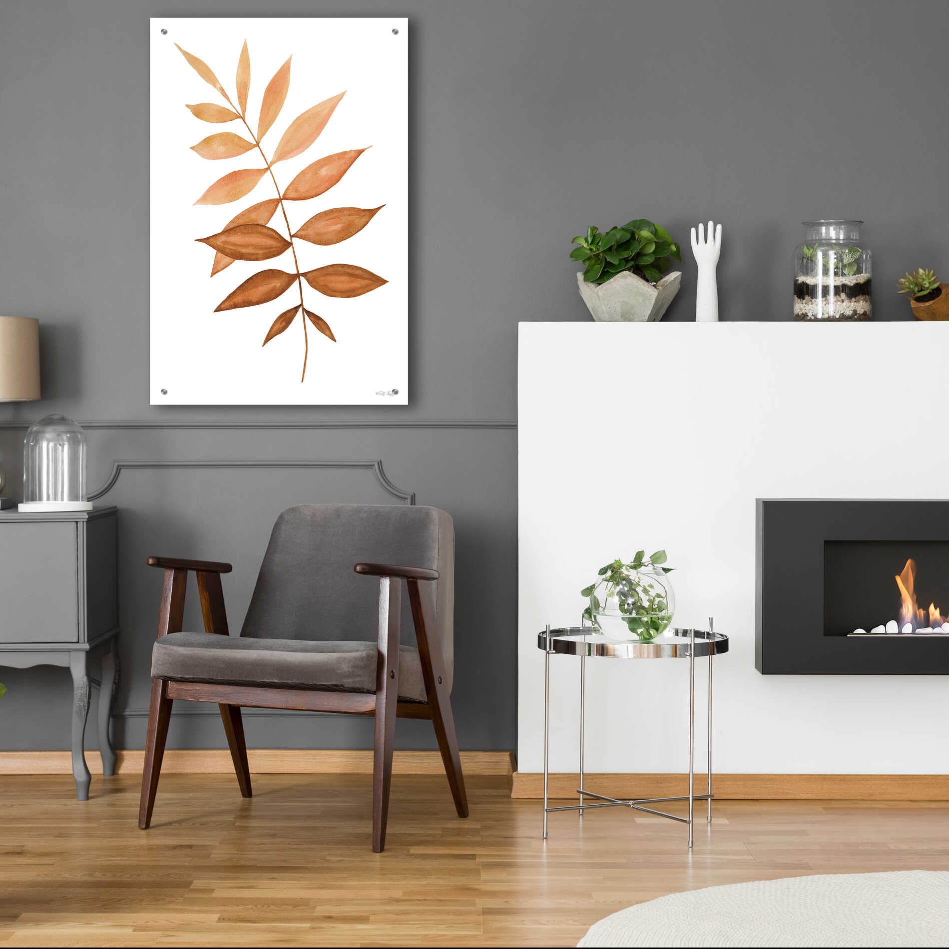 Epic Art 'Fall Leaf Stem II' by Cindy Jacobs, Acrylic Glass Wall Art,24x36