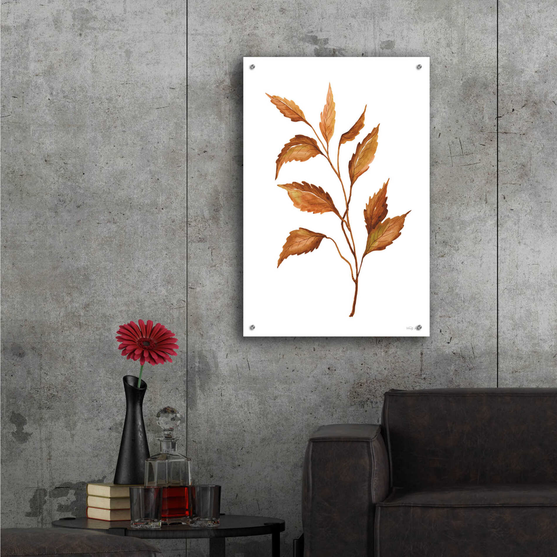 Epic Art 'Fall Leaf Stem IV' by Cindy Jacobs, Acrylic Glass Wall Art,24x36